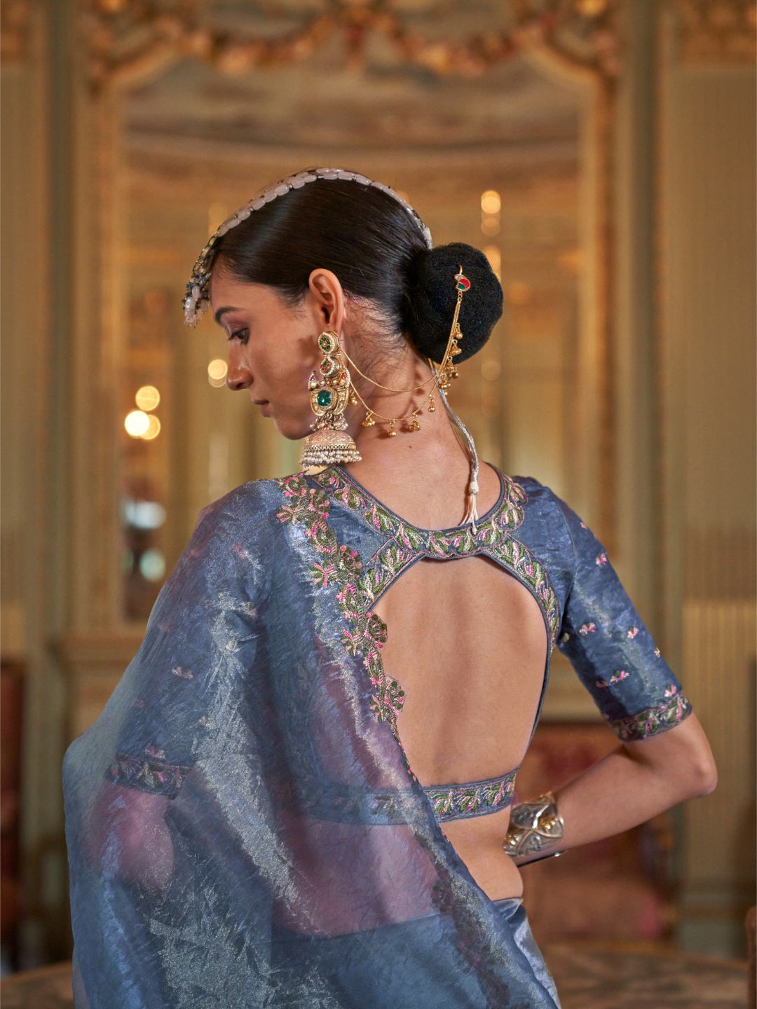 Urban Pallu Solid Tissue Fusion Saree