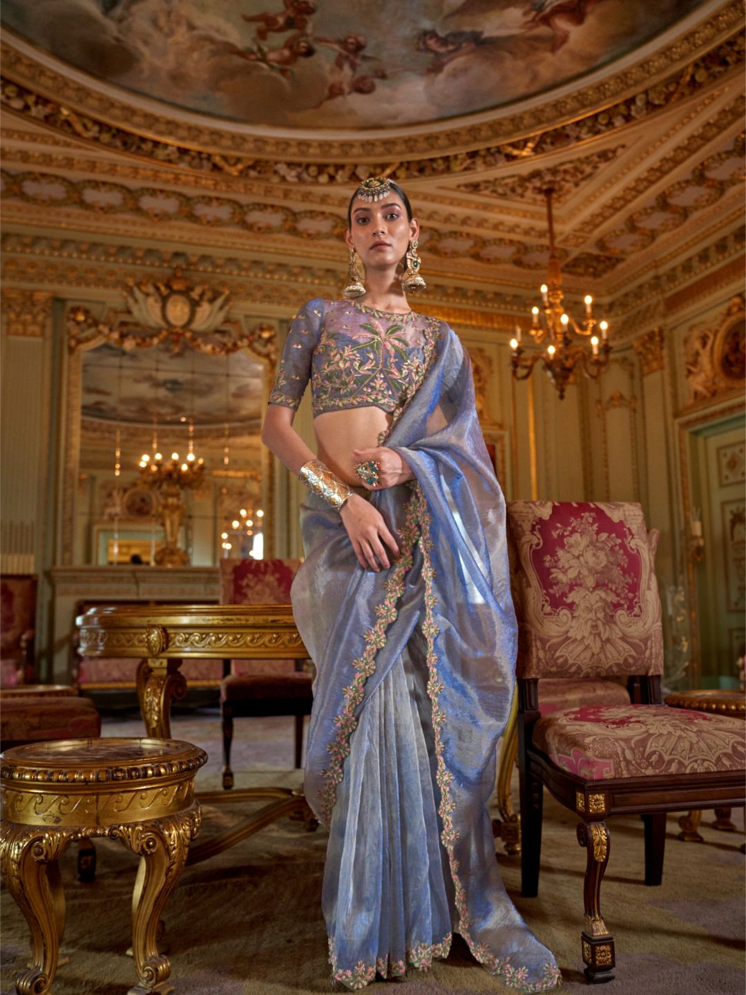 Urban Pallu Solid Tissue Fusion Saree