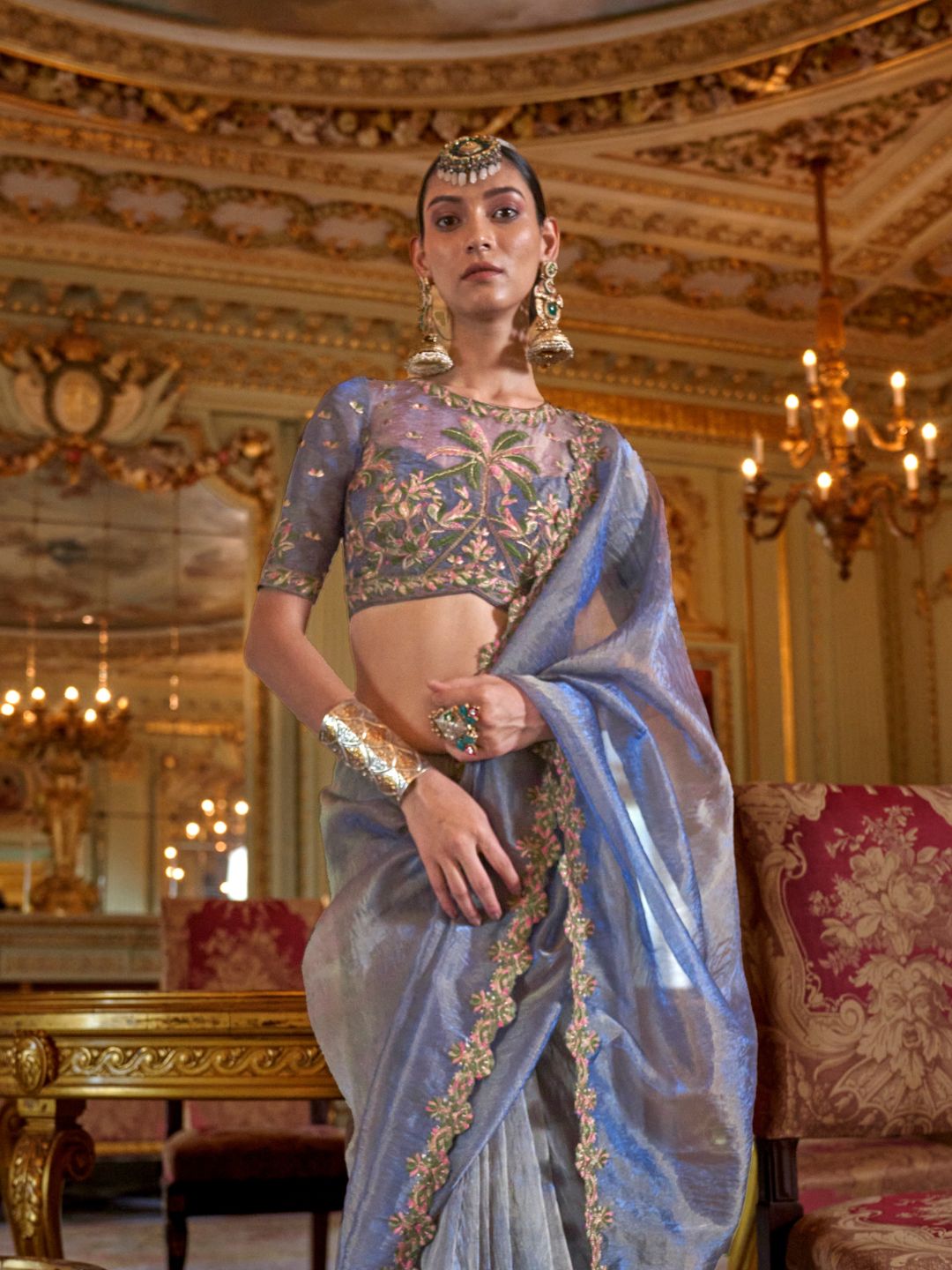 Urban Pallu Solid Tissue Fusion Saree