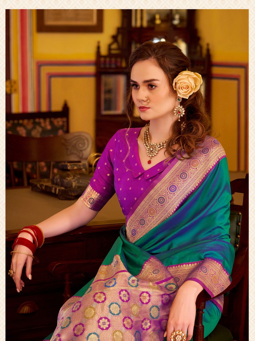 Urban Pallu Woven Design Silk Blend Daily Saree