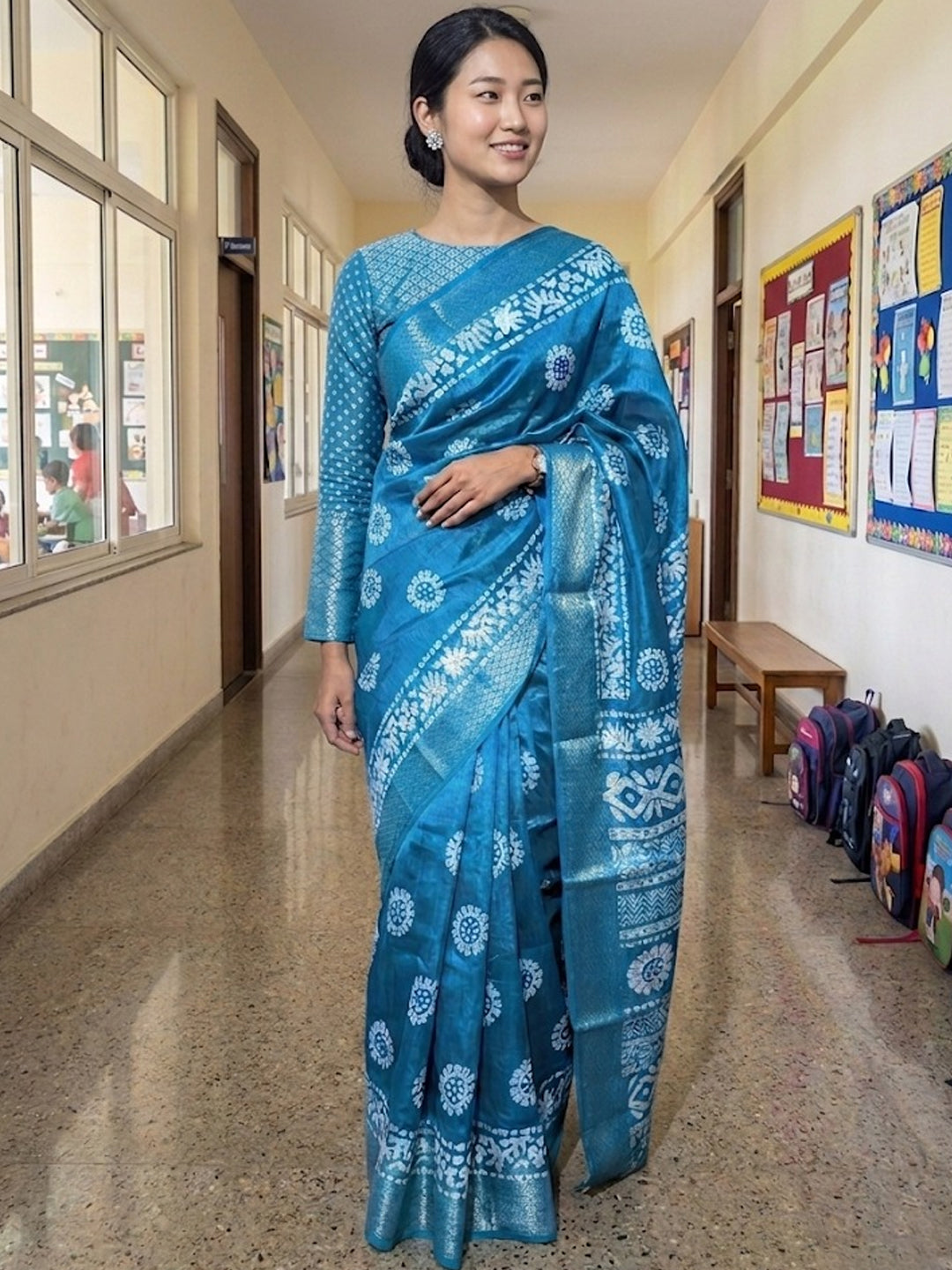 Urban Pallu Printed Cotton Blend Festive Saree