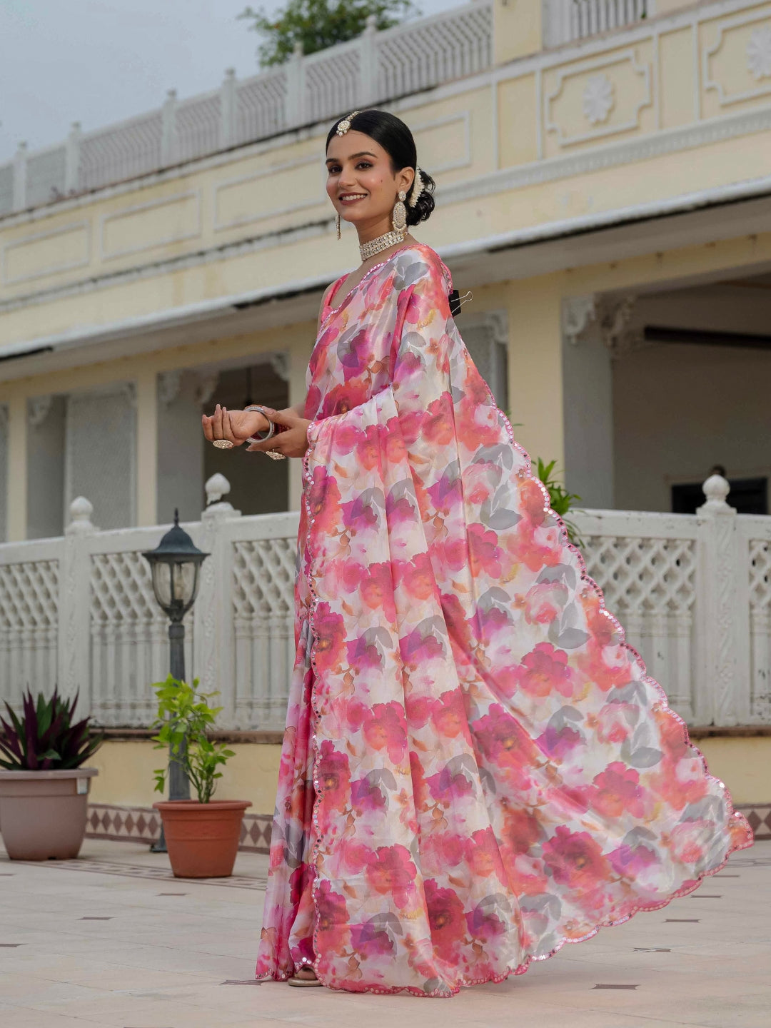 Urban Pallu Woven Design Silk Blend Fusion Saree