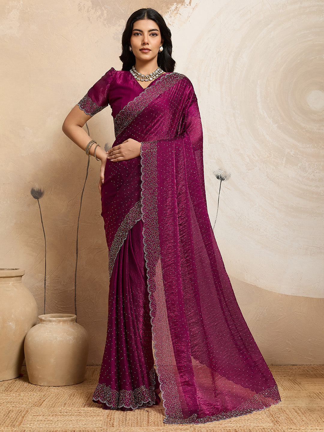Urban Pallu Embellished Organza Party Saree