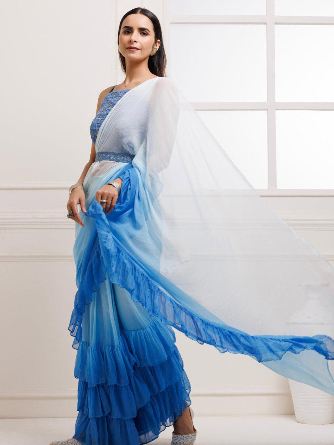 Urban Pallu Ombre Poly Georgette Saree