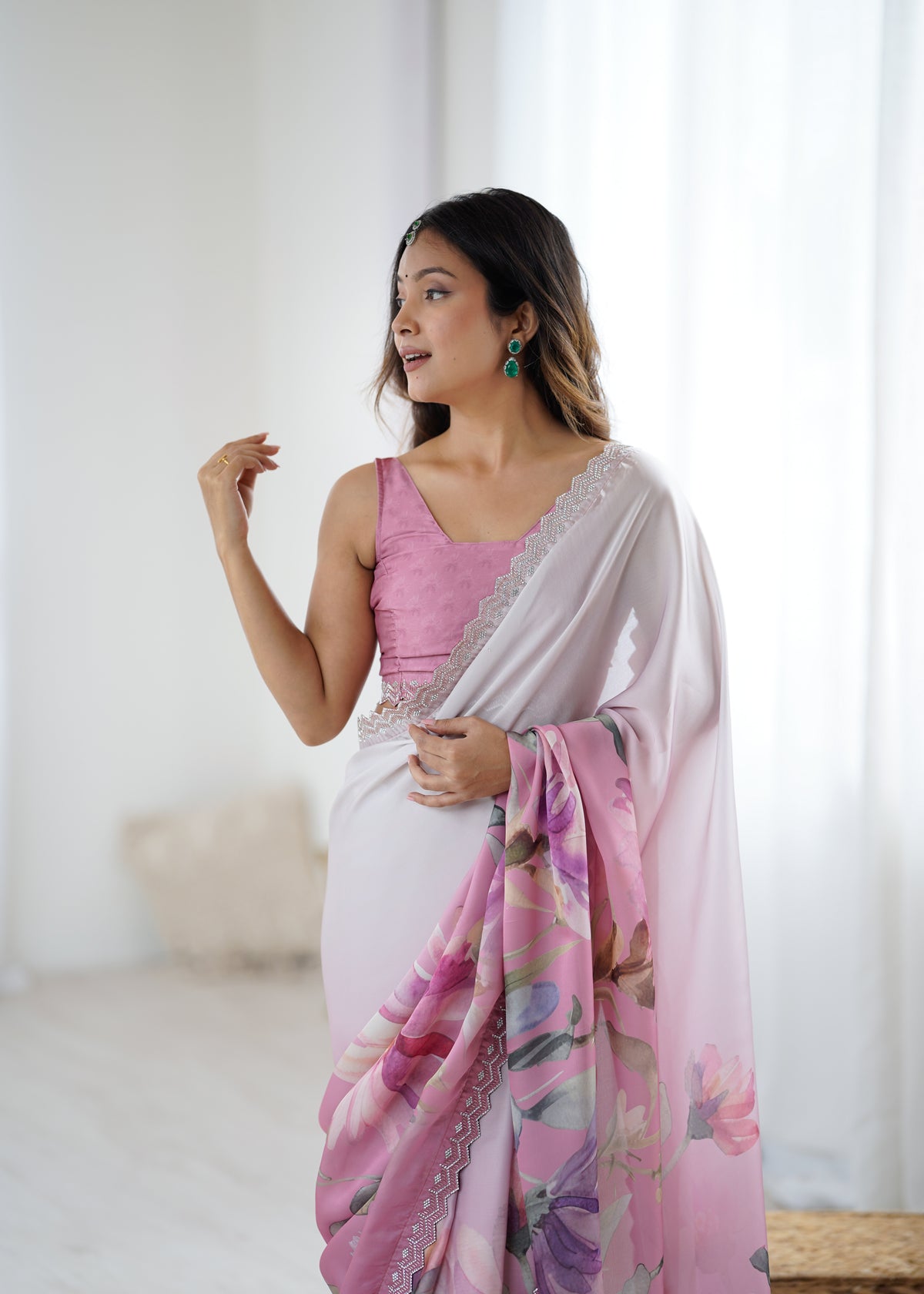 Urban Pallu Printed Silk Blend Daily Saree