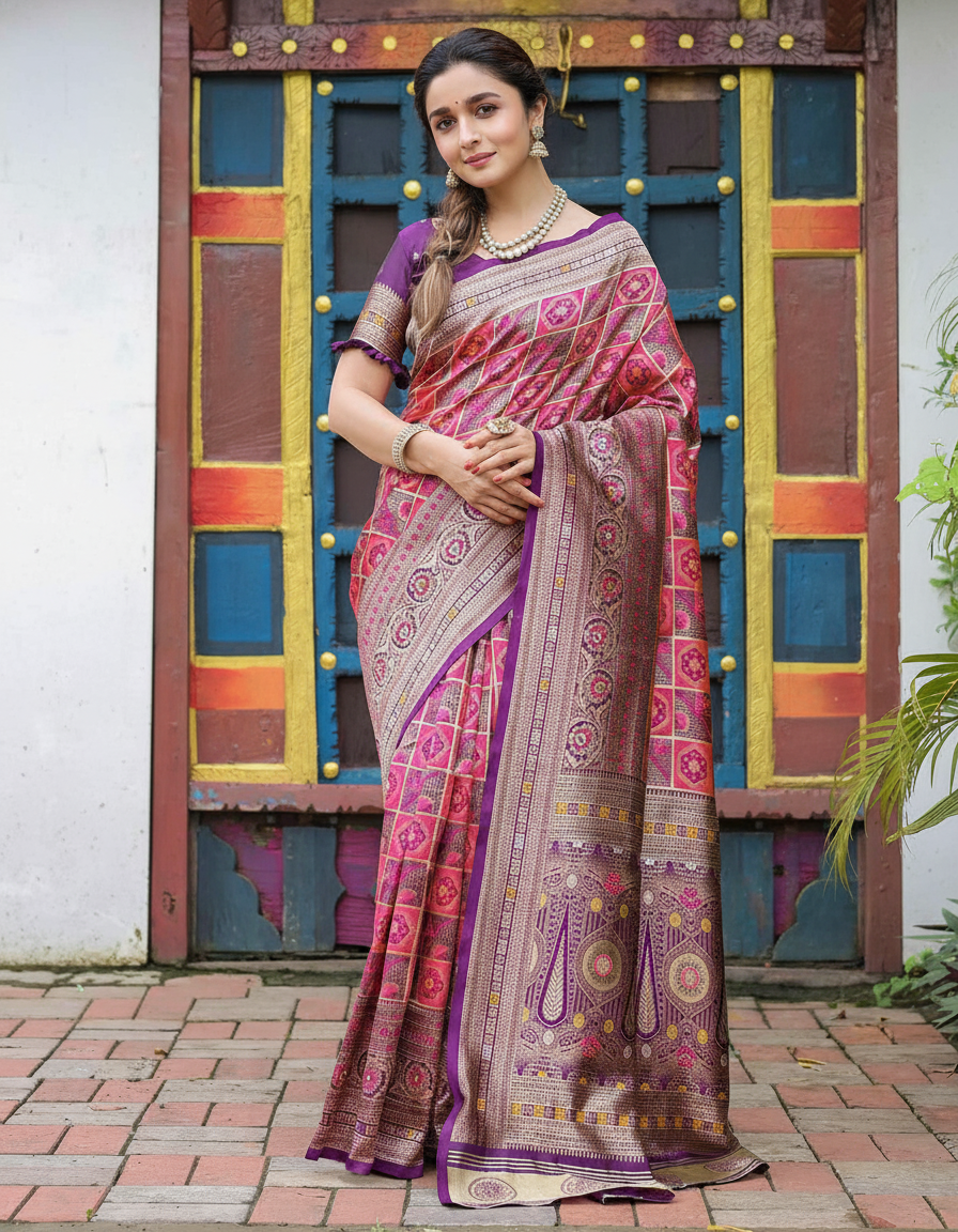 Urban Pallu Woven Design Silk Blend Festive Saree