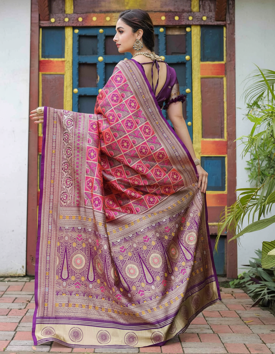 Urban Pallu Woven Design Silk Blend Festive Saree