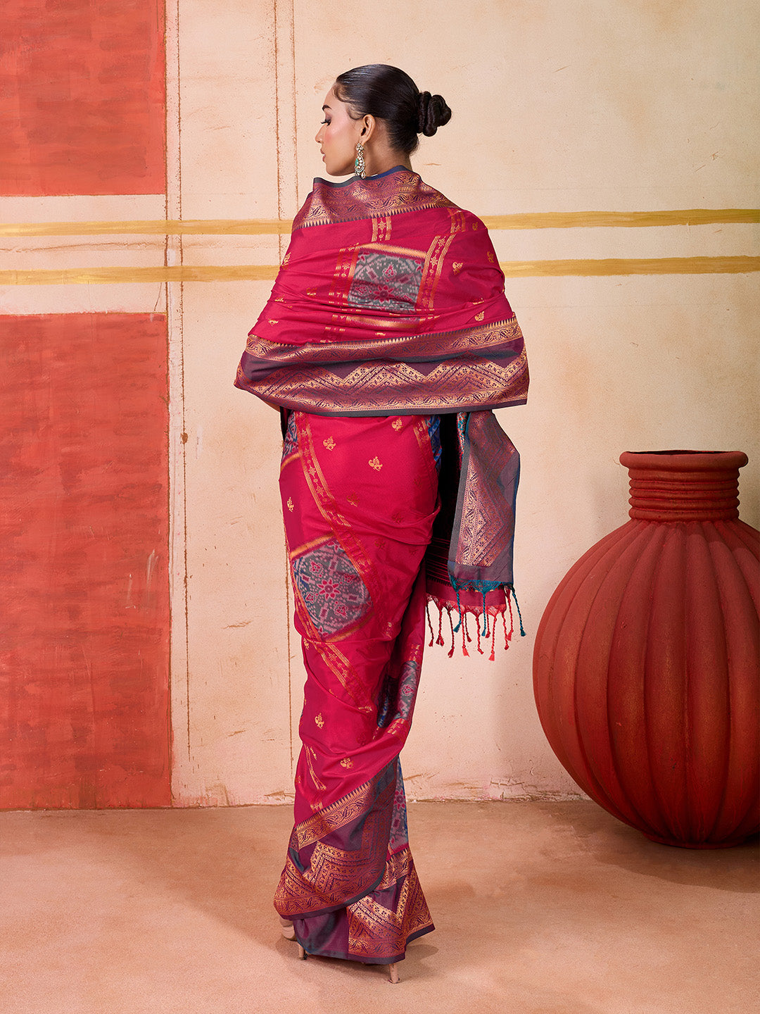 Urban Pallu Striped Silk Cotton Work Saree
