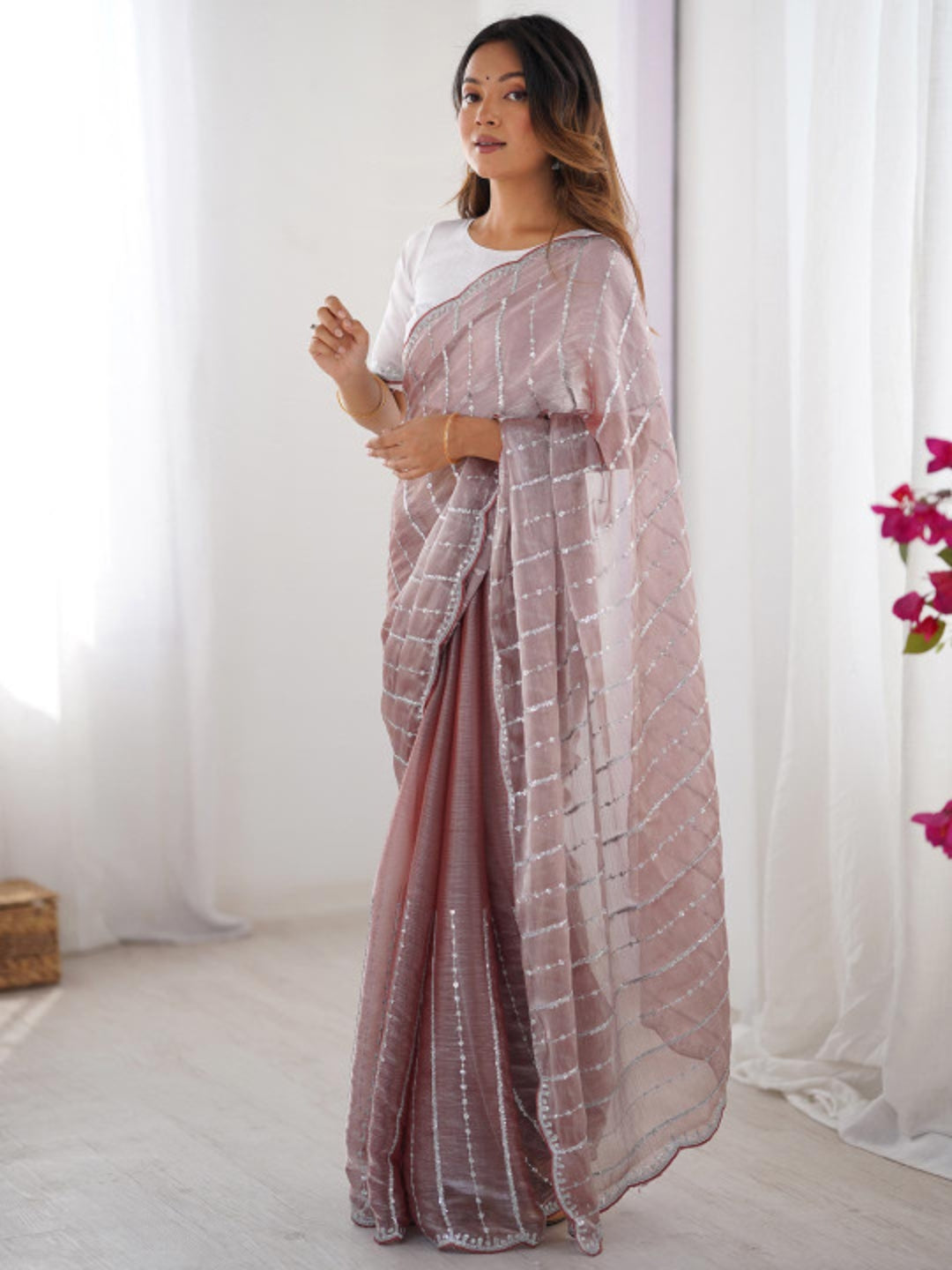 Urban Pallu Embroidered Organza Festive Saree