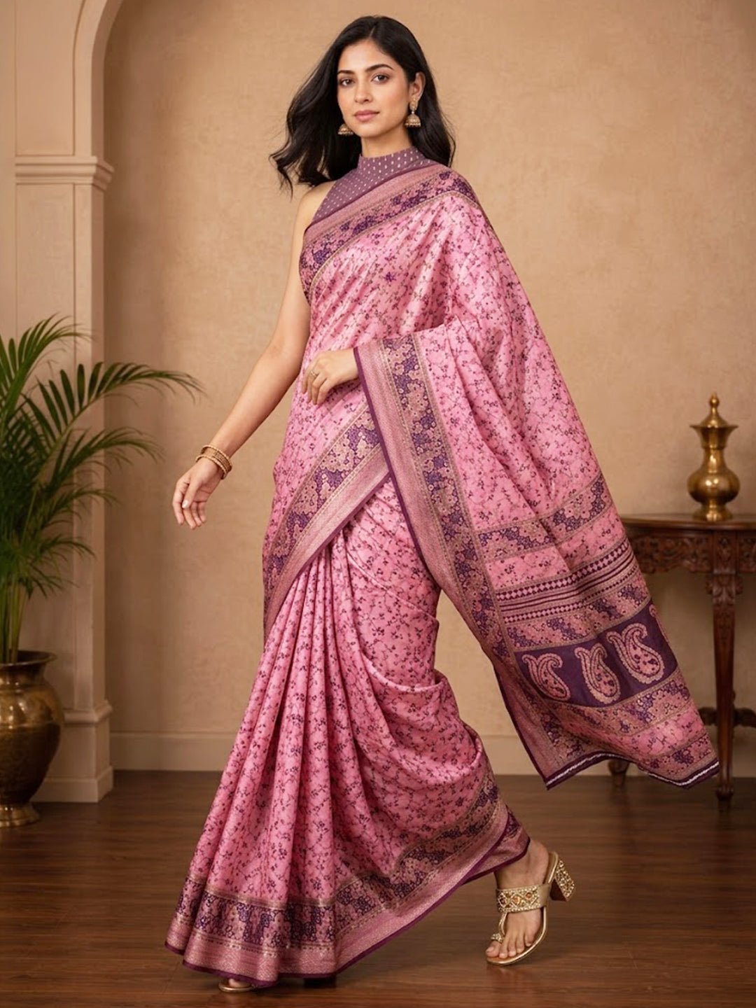 Urban Pallu Printed Silk Blend Festive Saree