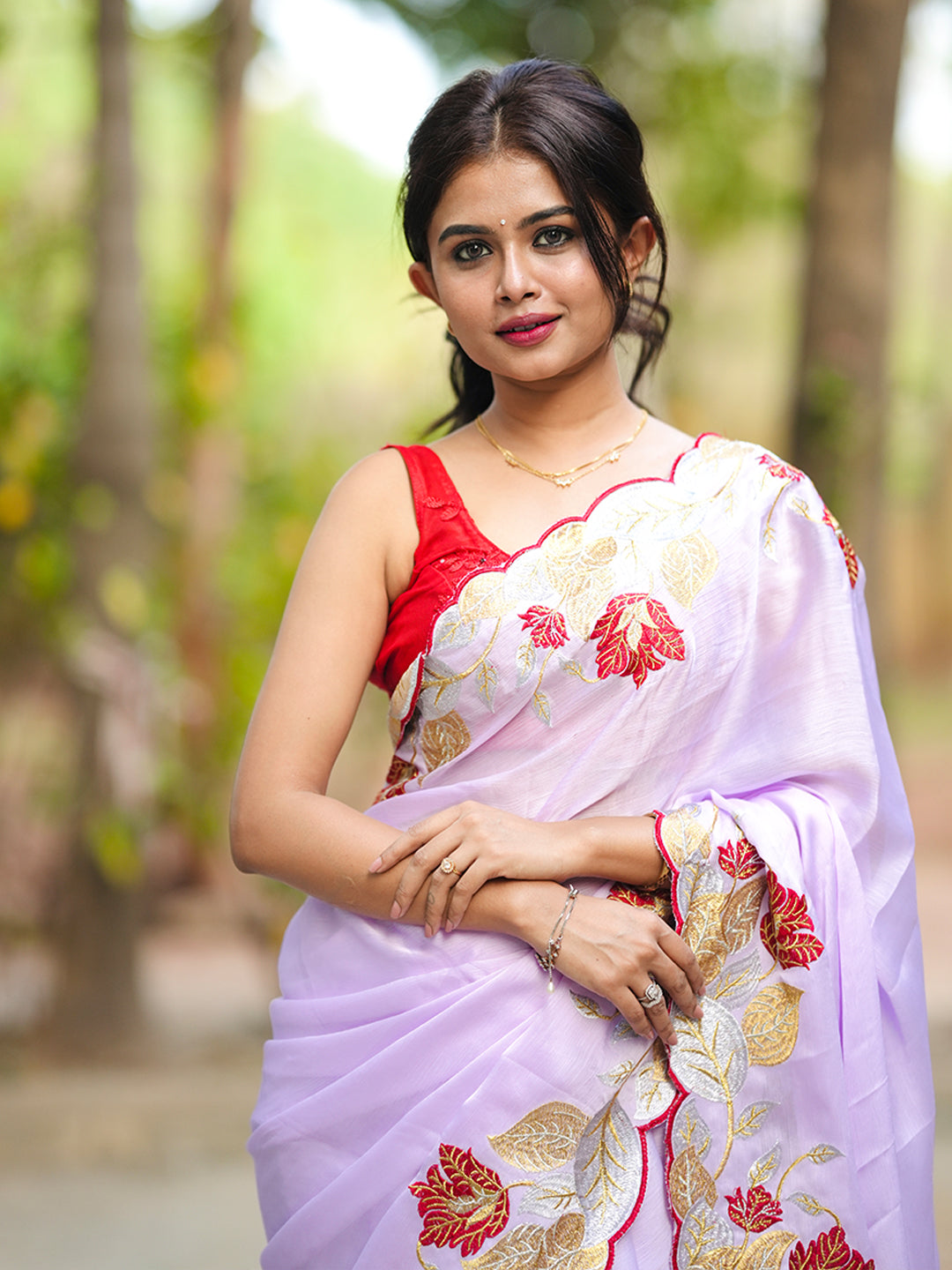 Urban Pallu Woven Design Poly Chiffon Traditional Saree