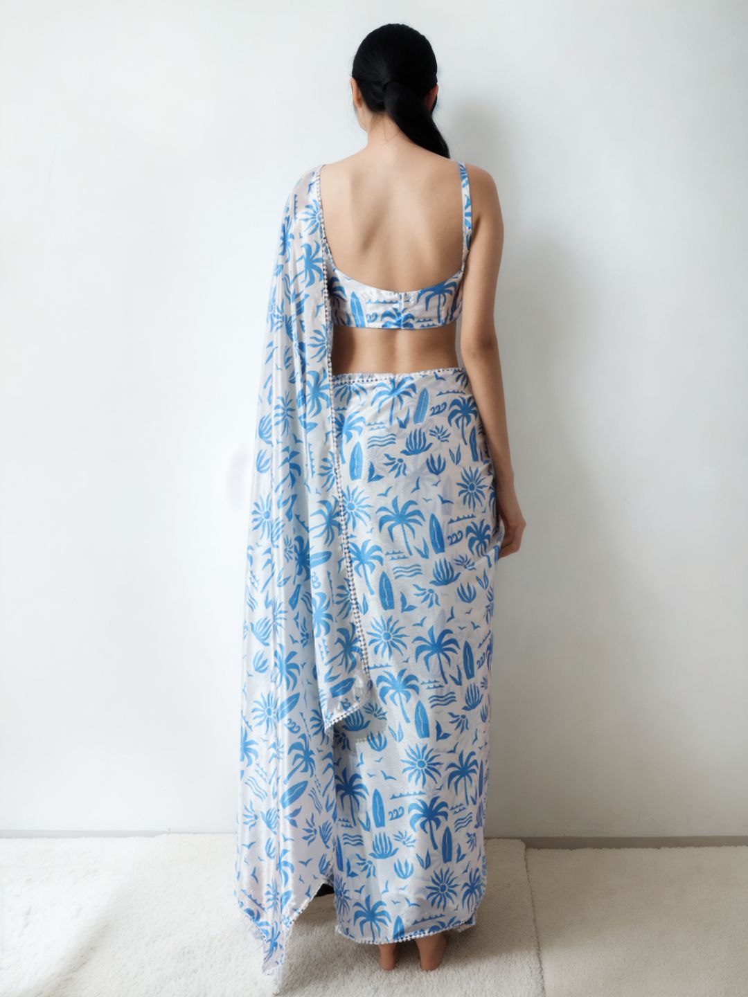 Urban Pallu Woven Design Silk Blend Fusion Saree
