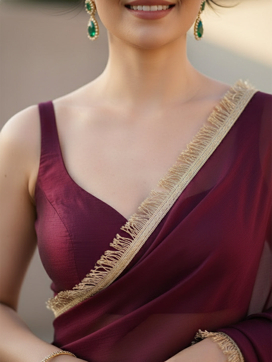 Urban Pallu Solid Poly Georgette Daily Saree