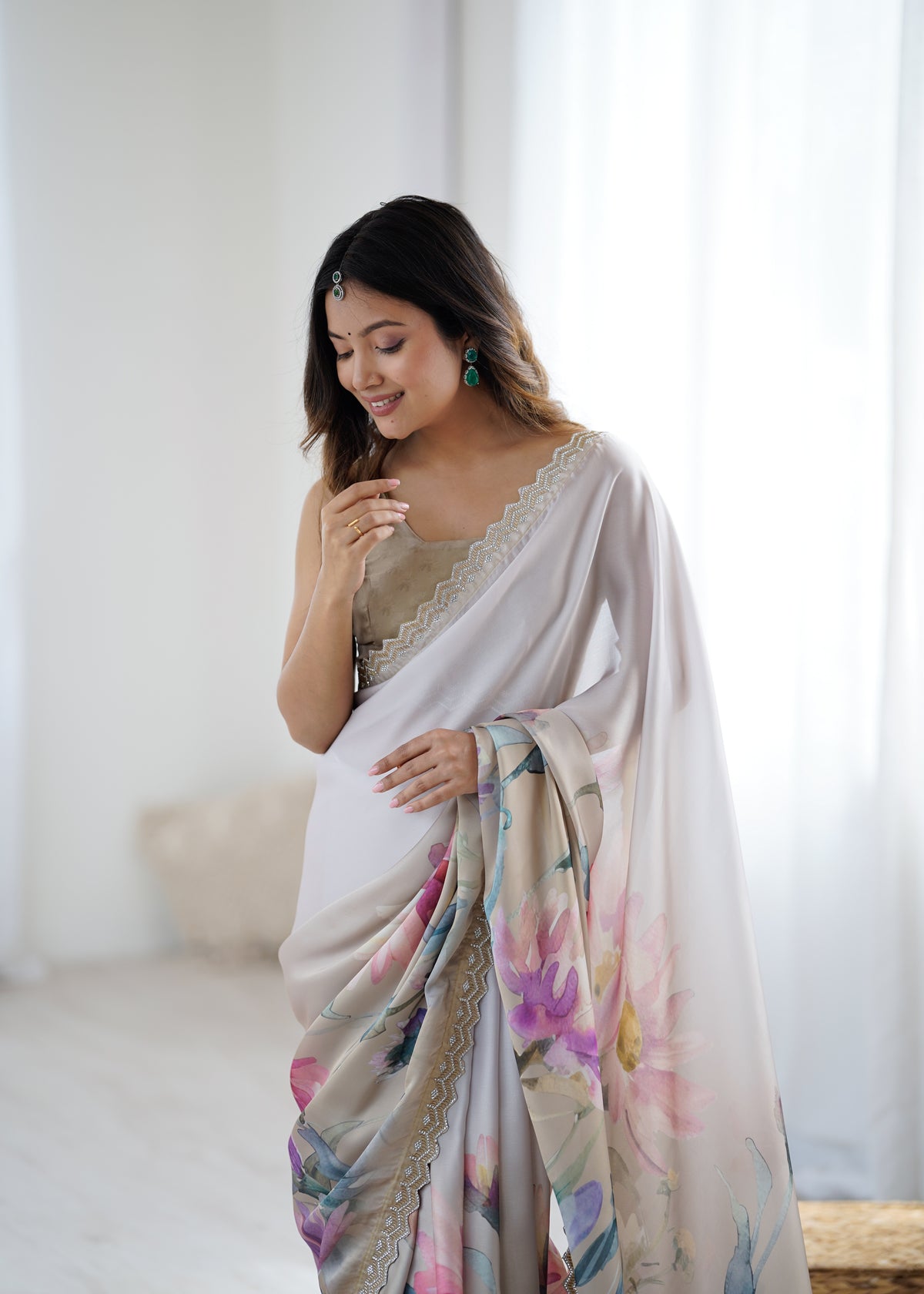 Urban Pallu Printed Silk Blend Daily Saree