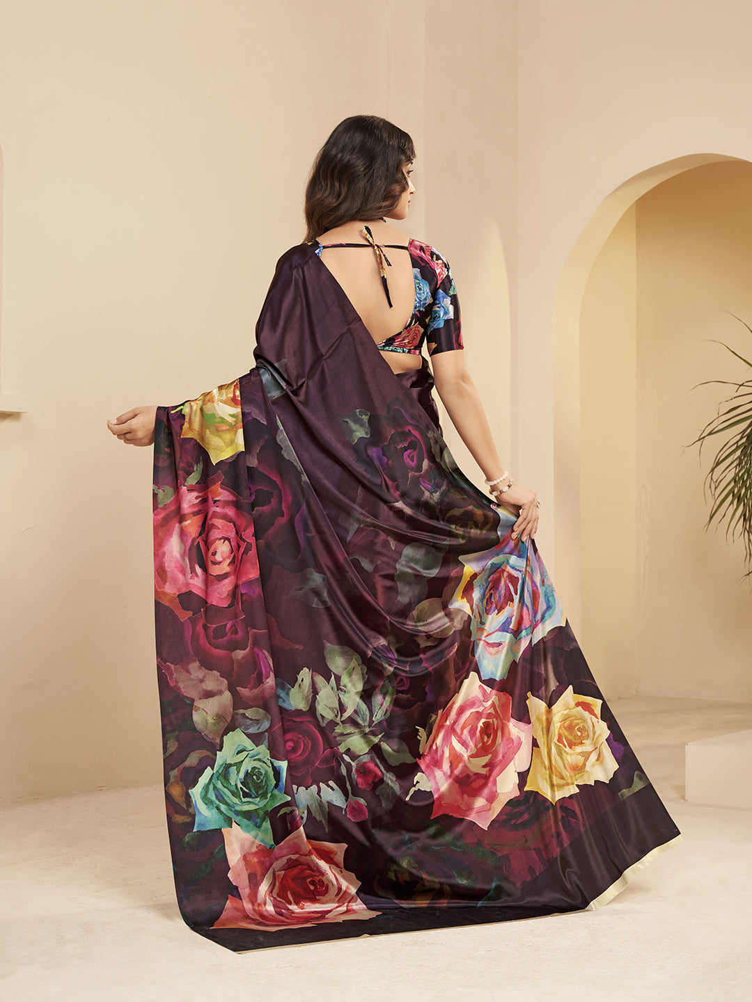 Urban Pallu Printed Poly Silk Work Saree