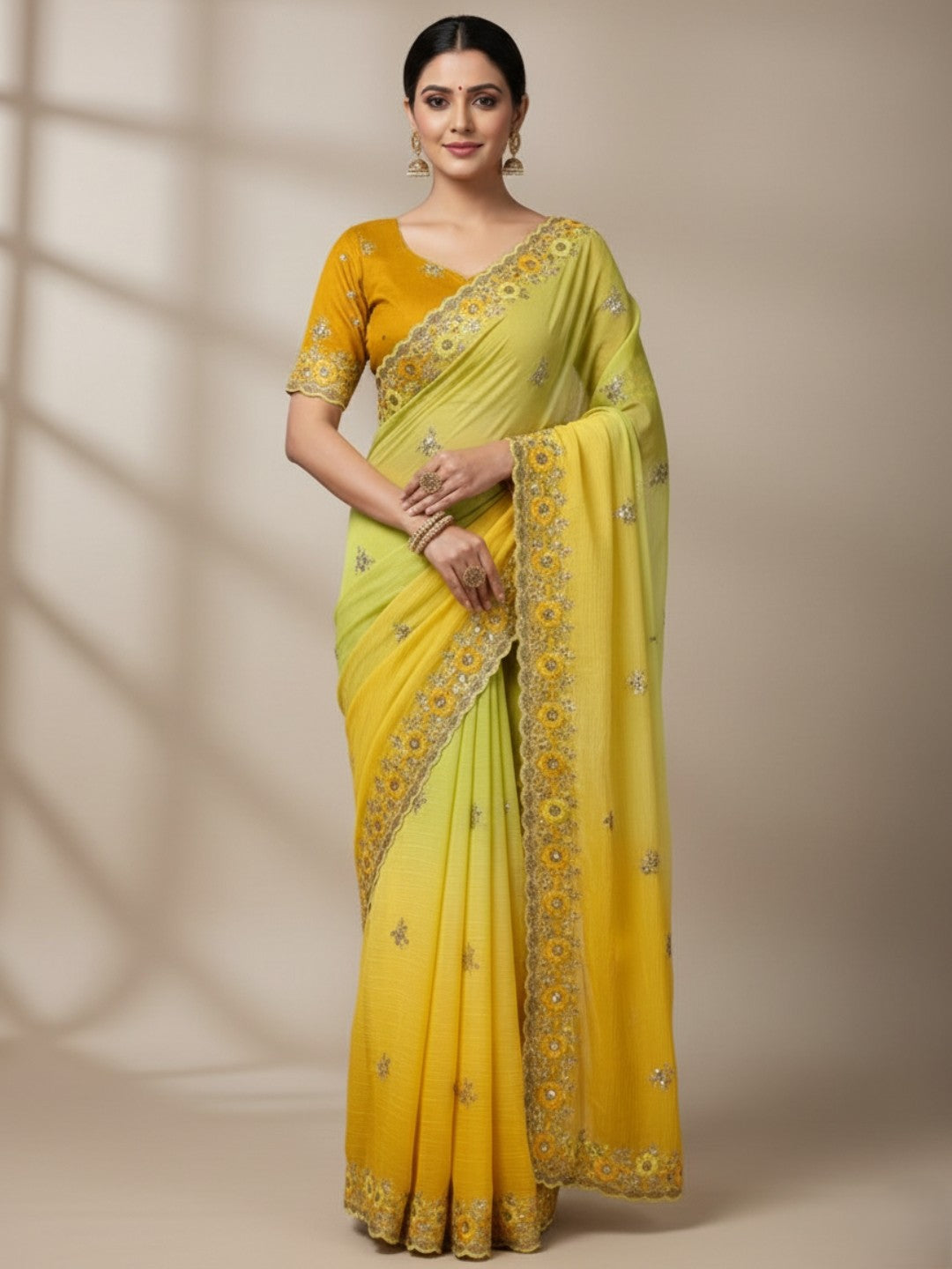 Urban Pallu Solid Poly Georgette Traditional Saree
