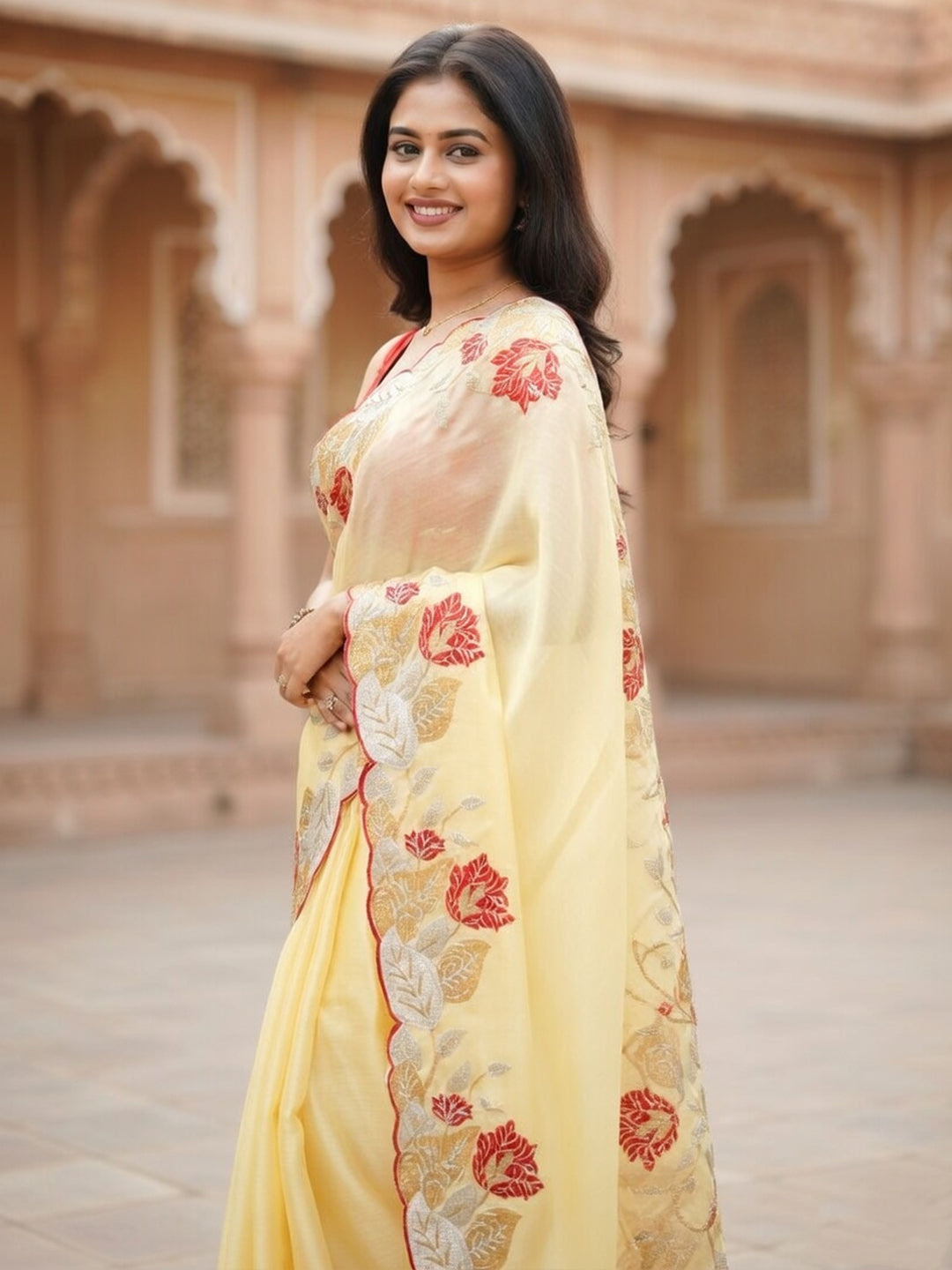 Urban Pallu Woven Design Poly Chiffon Traditional Saree