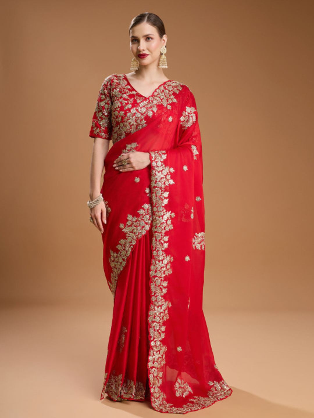 Urban Pallu Embroidered Tissue Festive Saree