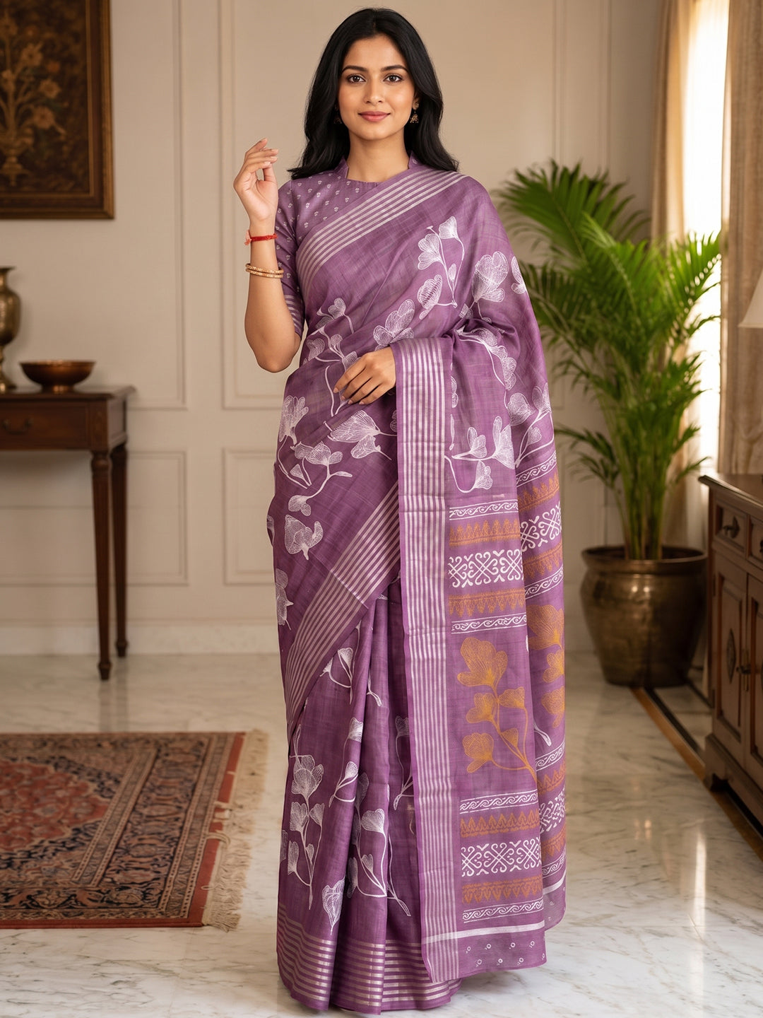 Urban Pallu Printed Silk Blend Festive Saree