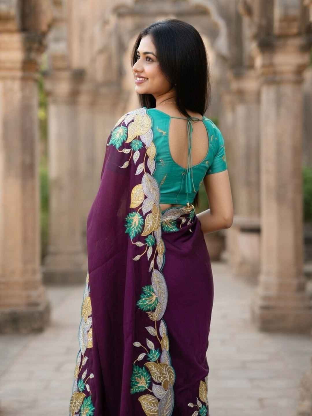 Urban Pallu Woven Design Poly Chiffon Traditional Saree