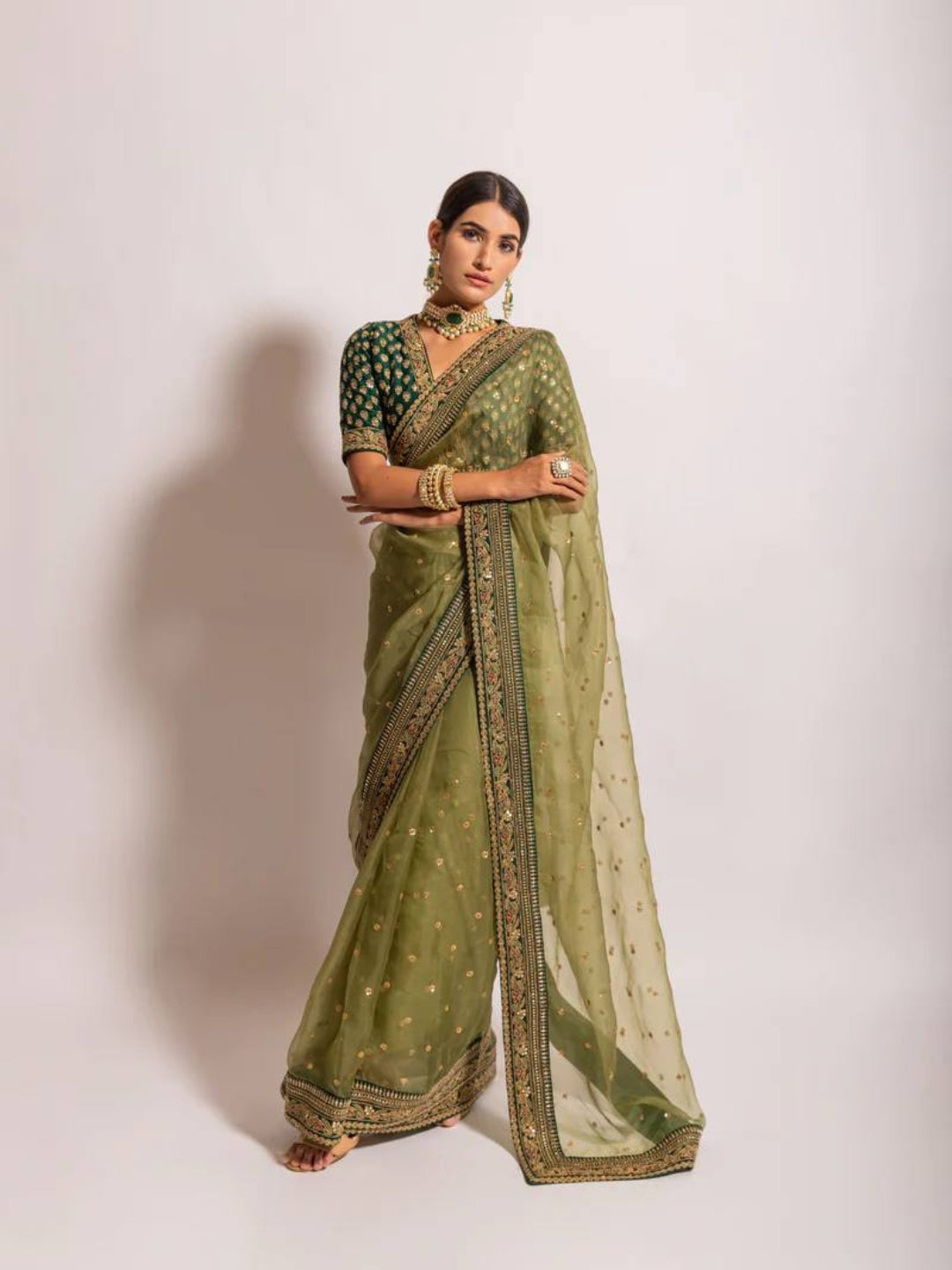 Urban Pallu Embroidered Net Festive Saree