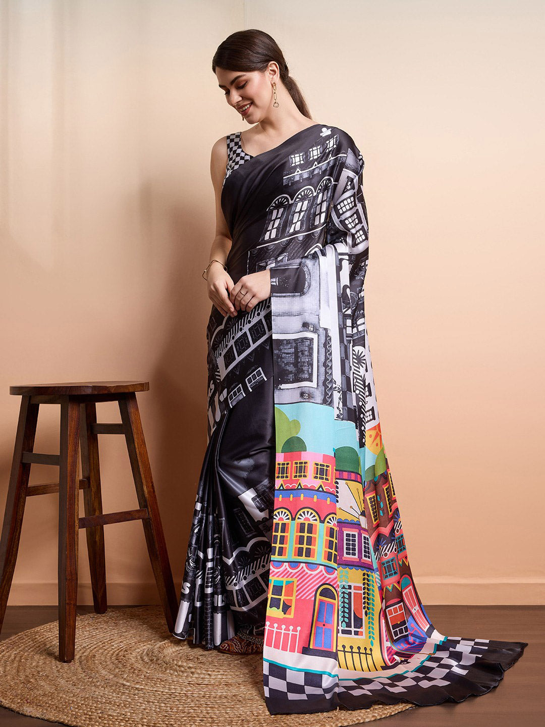 Urban Pallu Printed Poly Georgette Daily Saree