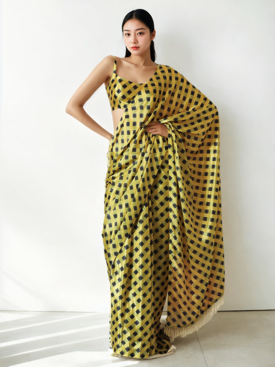 Urban Pallu Woven Design Silk Blend Fusion Saree