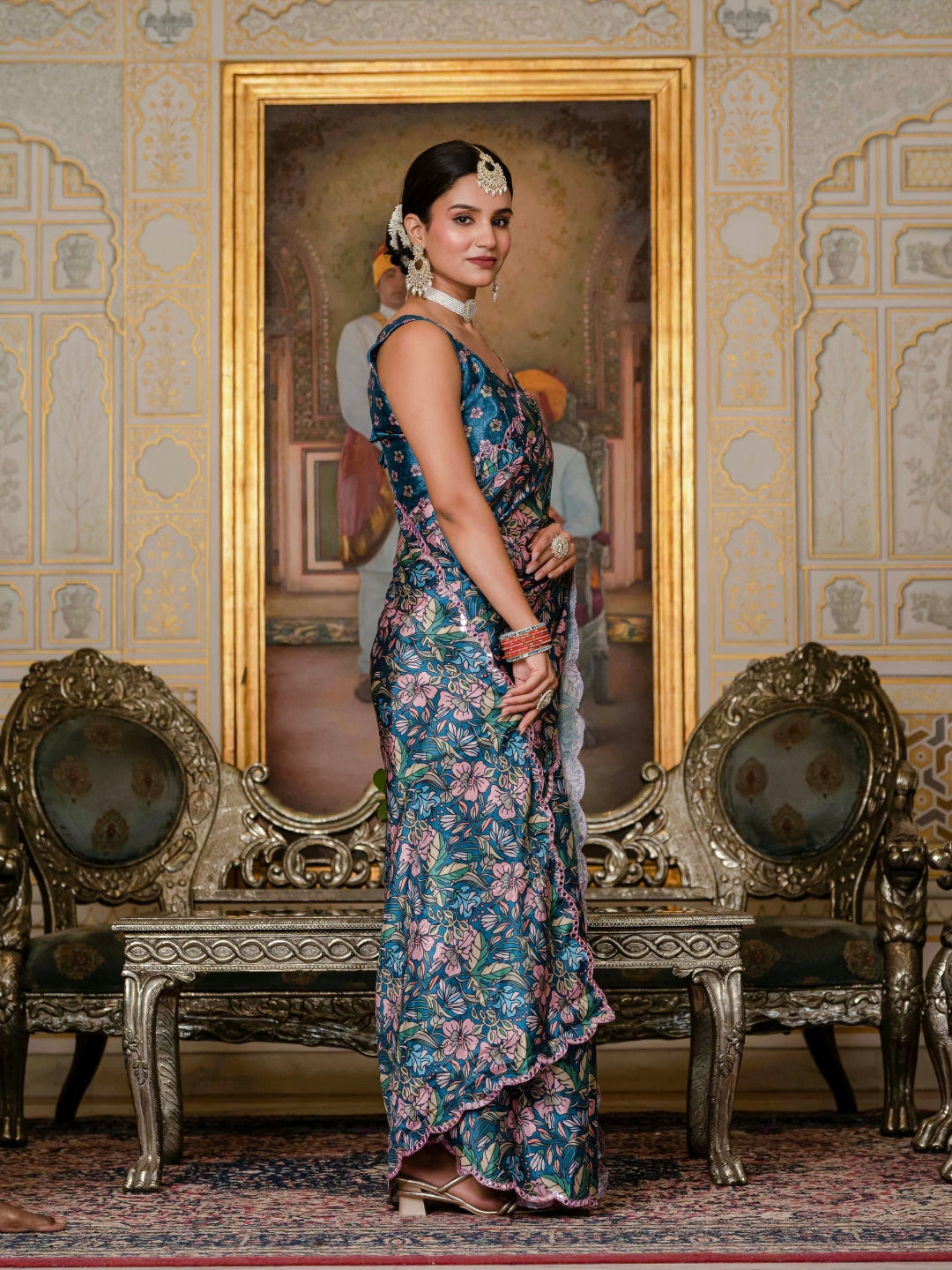 Urban Pallu Woven Design Silk Blend Fusion Saree