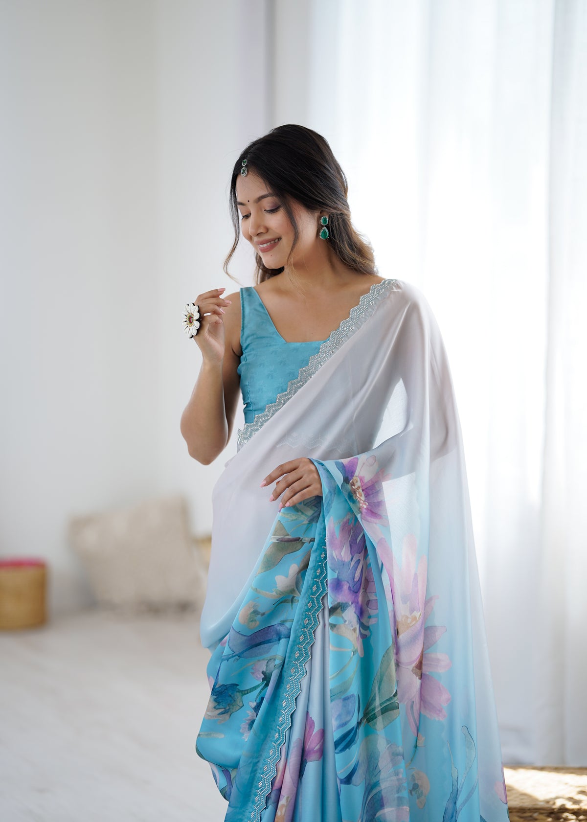 Urban Pallu Printed Silk Blend Daily Saree