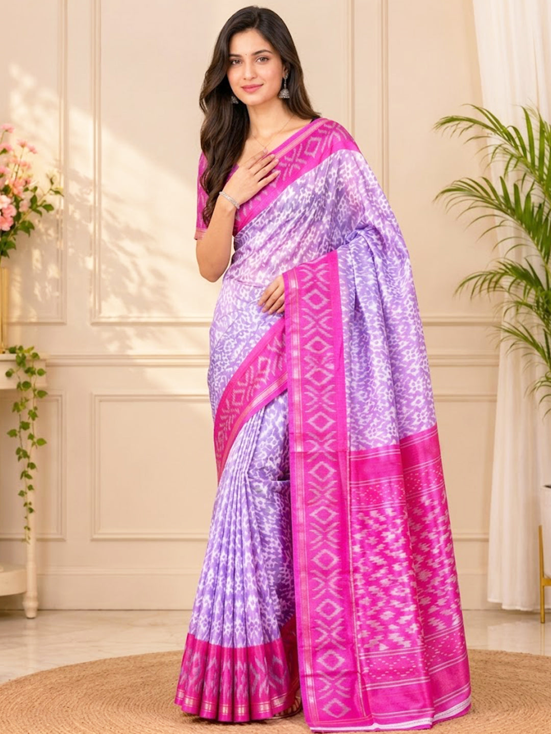 Urban Pallu Printed Silk Blend Festive Saree