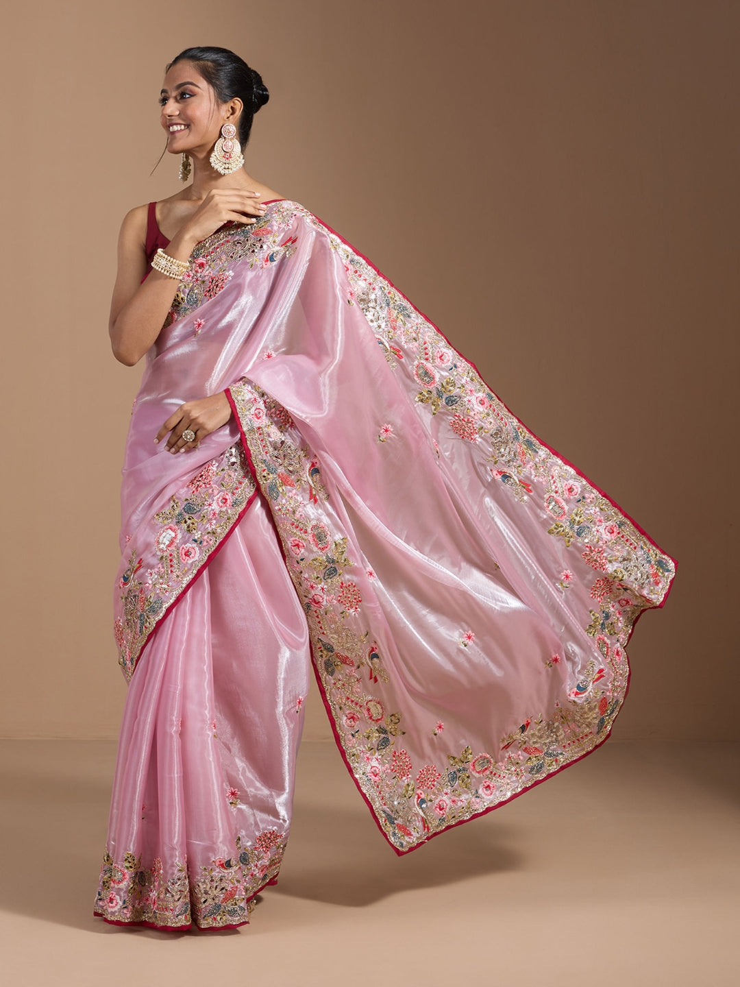 Urban Pallu Embroidered Tissue Festive Saree