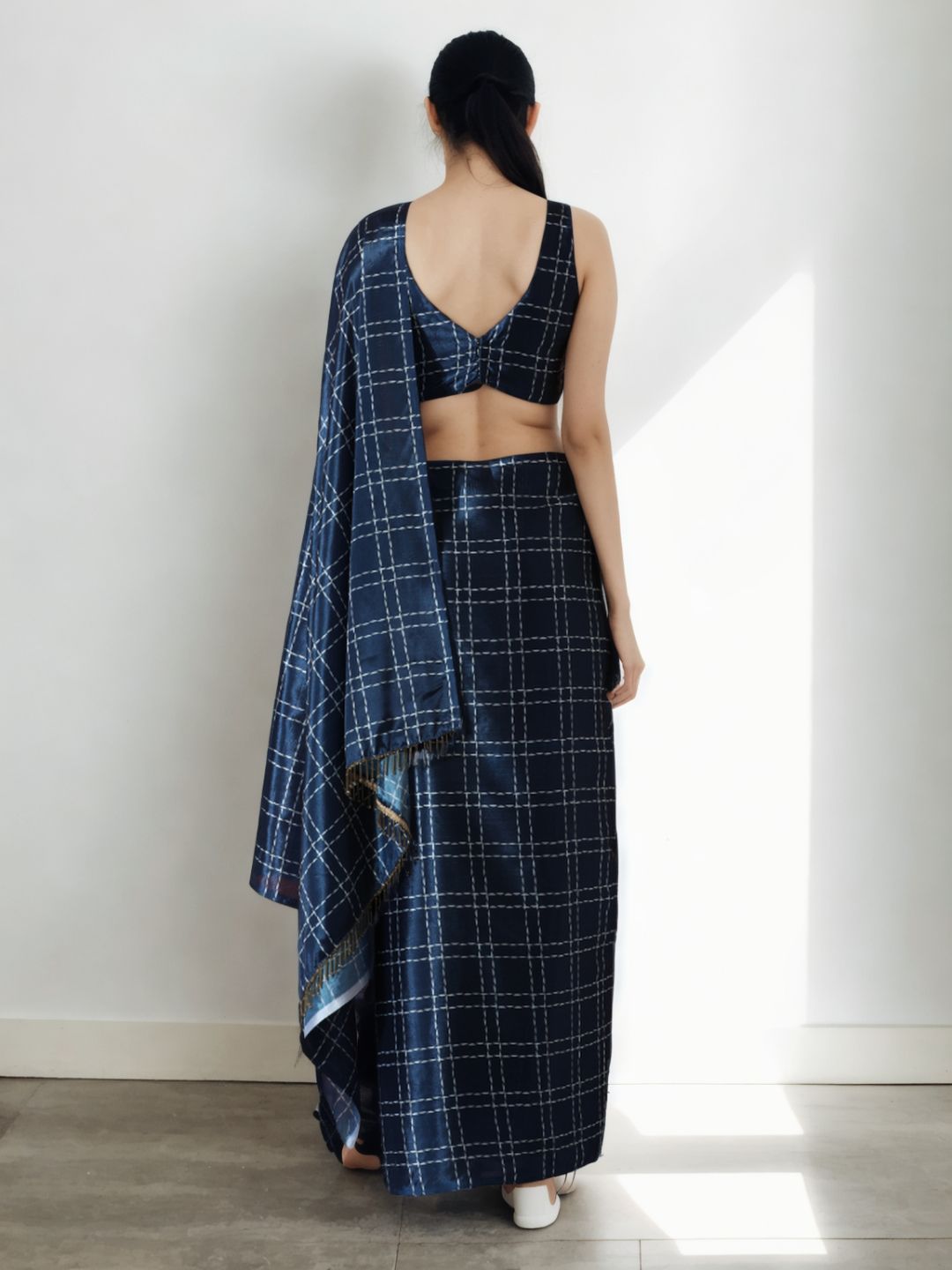 Urban Pallu Woven Design Silk Blend Fusion Saree