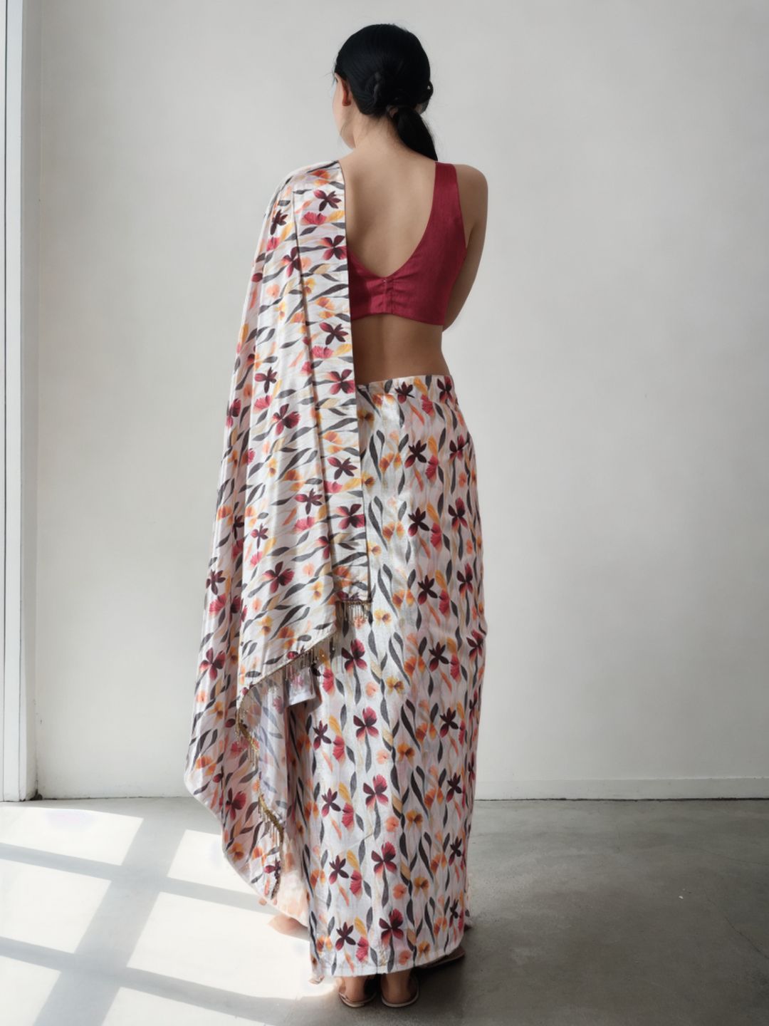 Urban Pallu Woven Design Silk Blend Fusion Saree