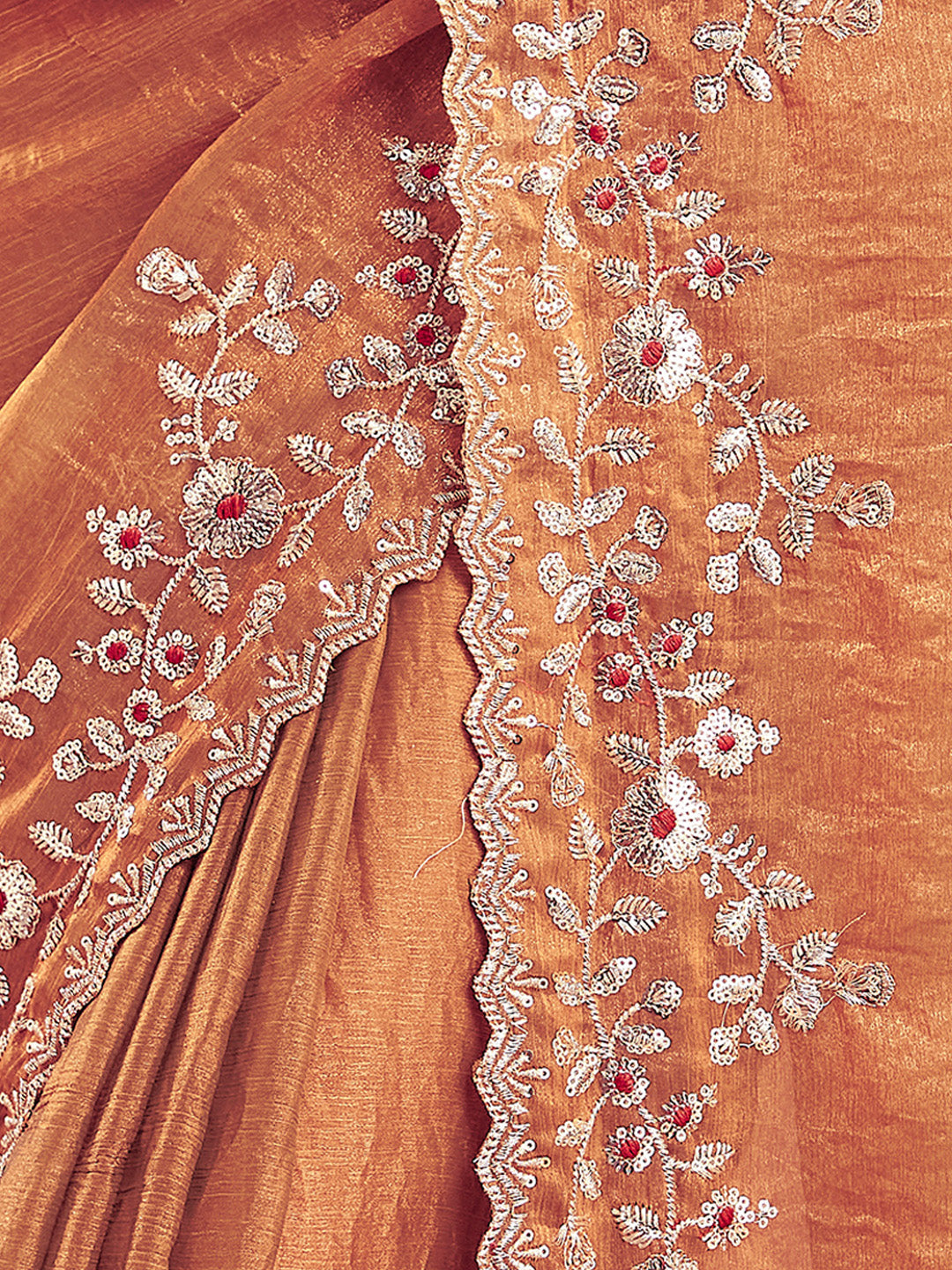 Urban Pallu Embroidered Organza Fusion Saree