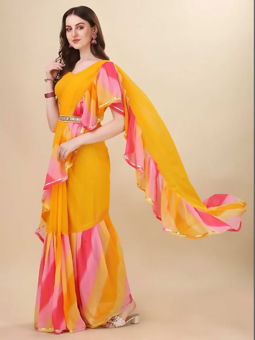 Urban Pallu Printed Poly Georgette Daily Saree