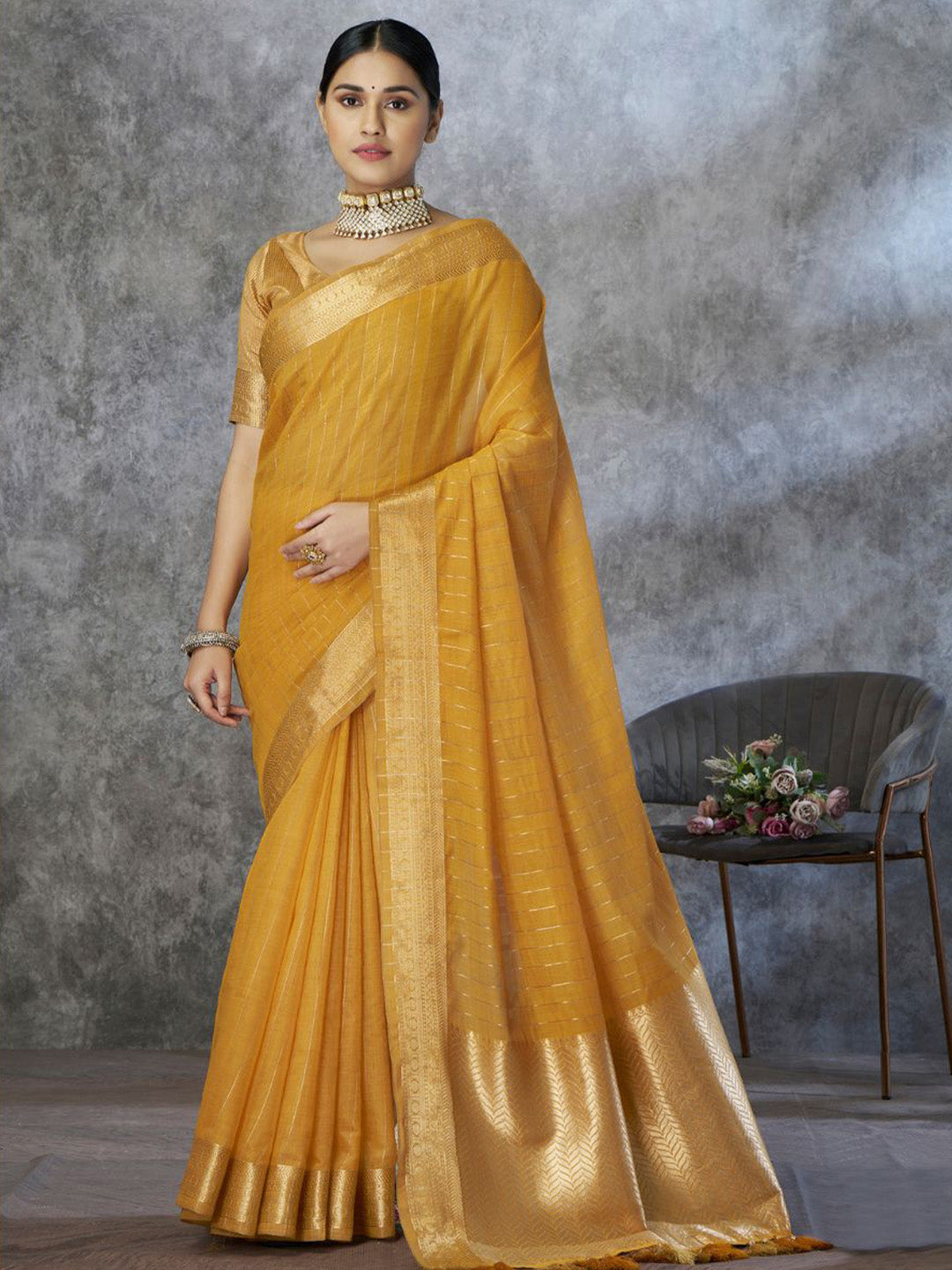 Urban Pallu Woven Design Zari Chanderi Saree