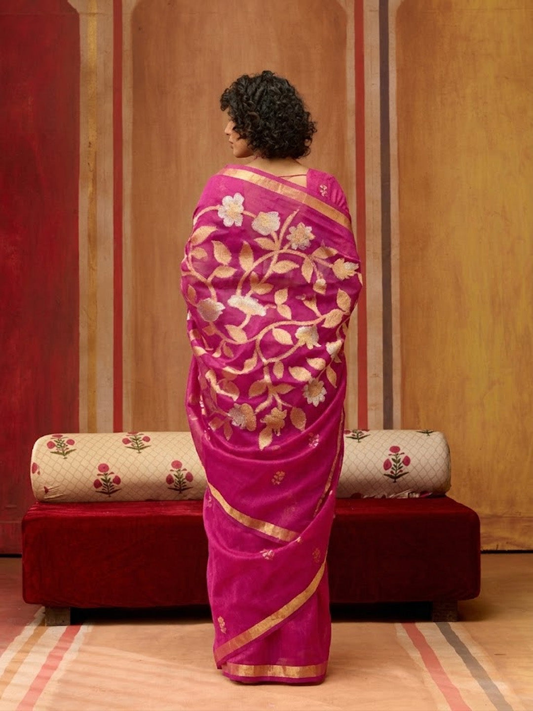 Urban Pallu Striped Silk Cotton Work Saree