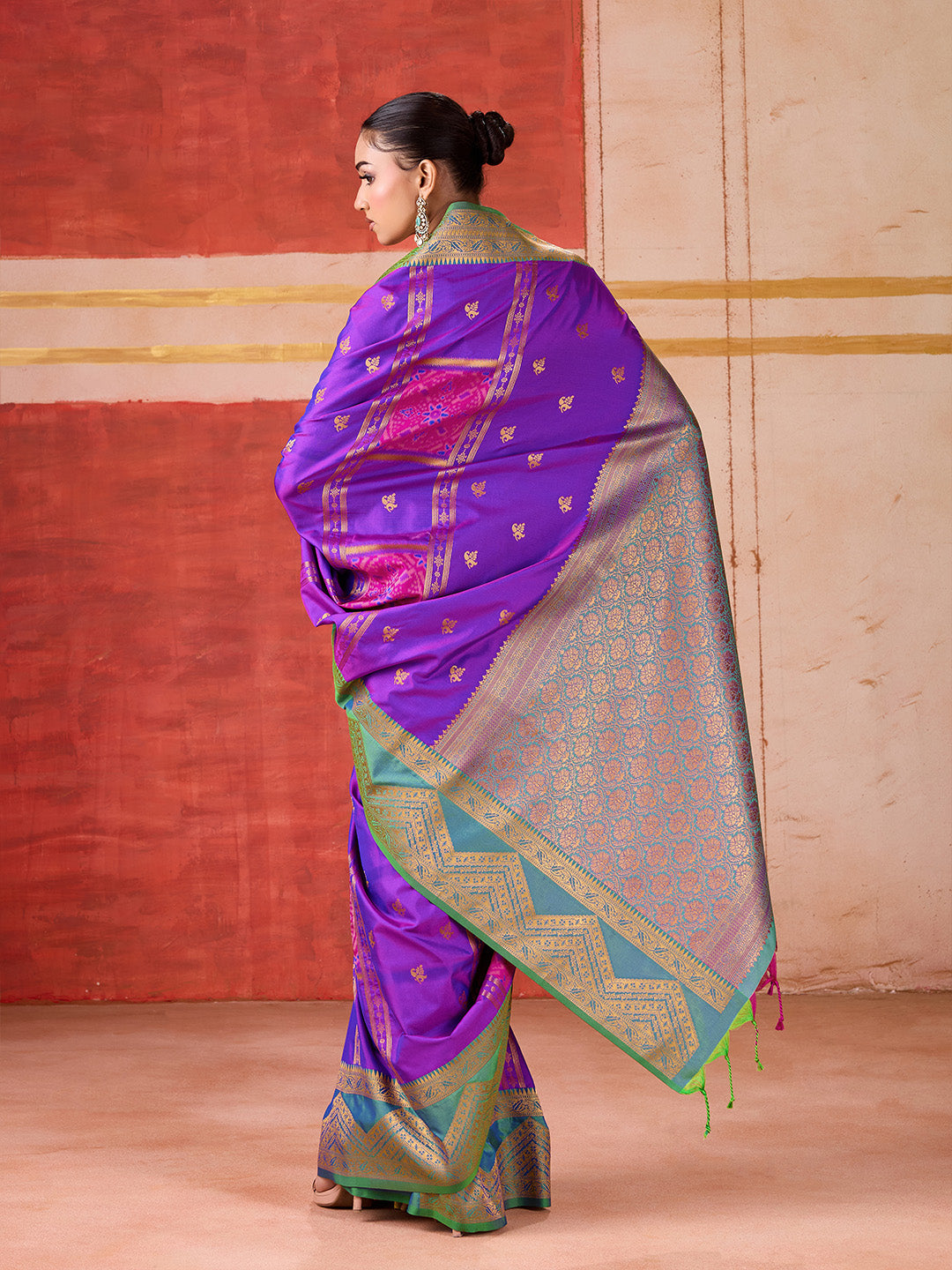 Urban Pallu Striped Silk Cotton Work Saree