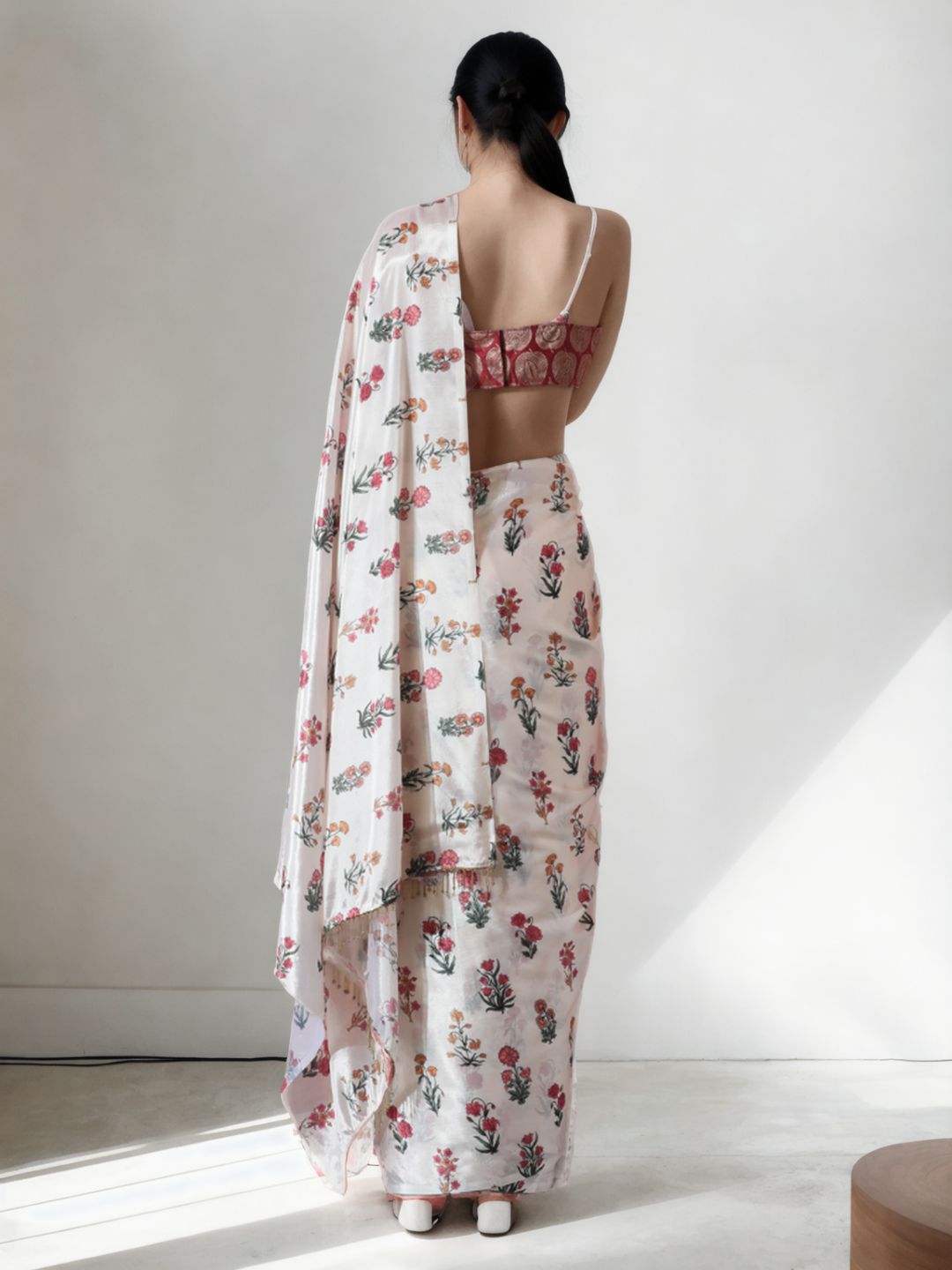 Urban Pallu Woven Design Silk Blend Fusion Saree