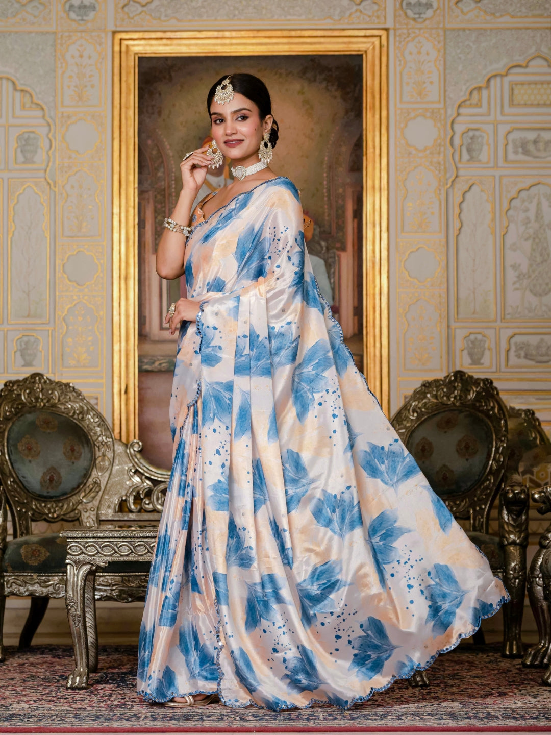 Urban Pallu Woven Design Silk Blend Fusion Saree