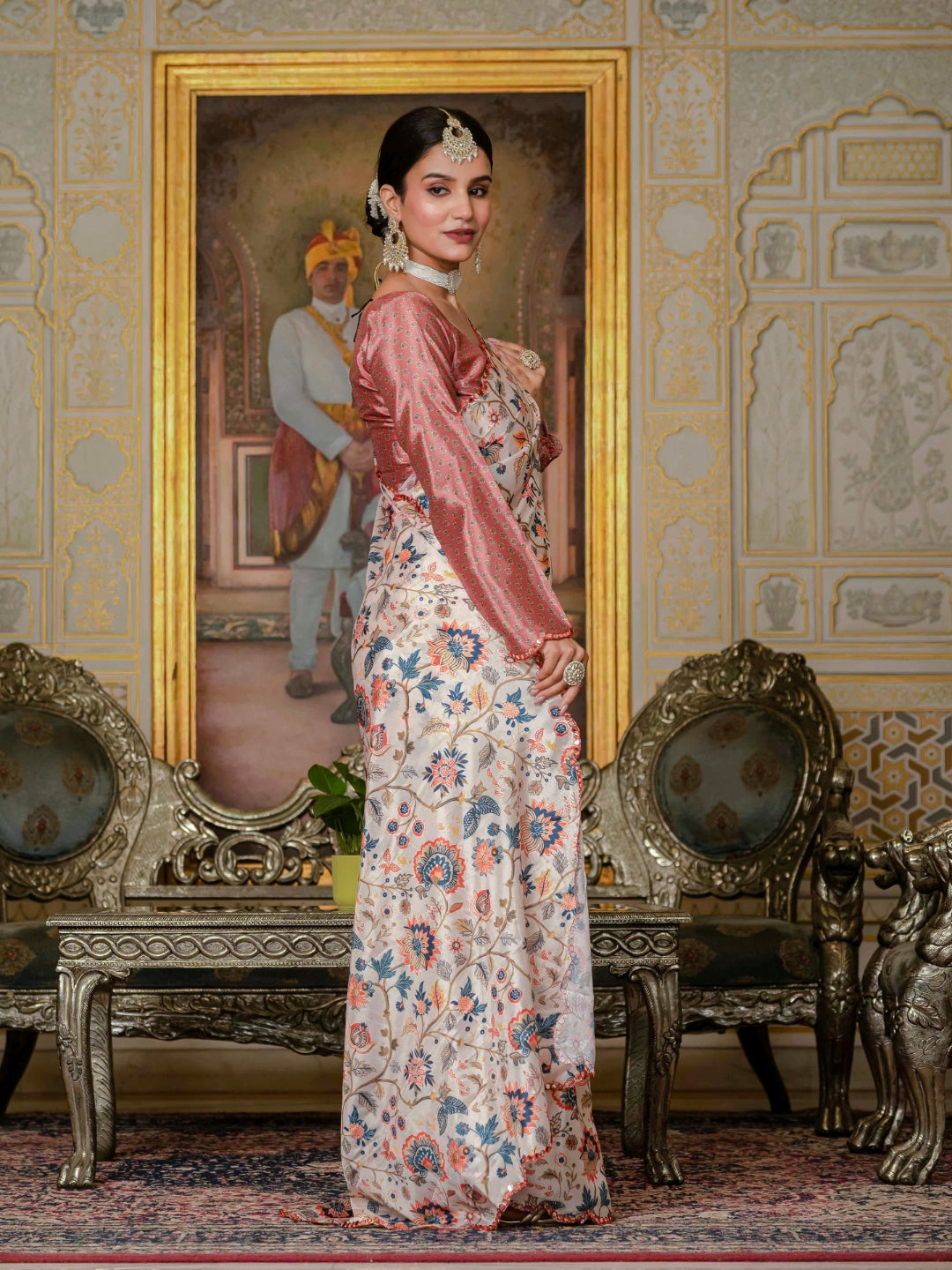 Urban Pallu Woven Design Silk Blend Fusion Saree