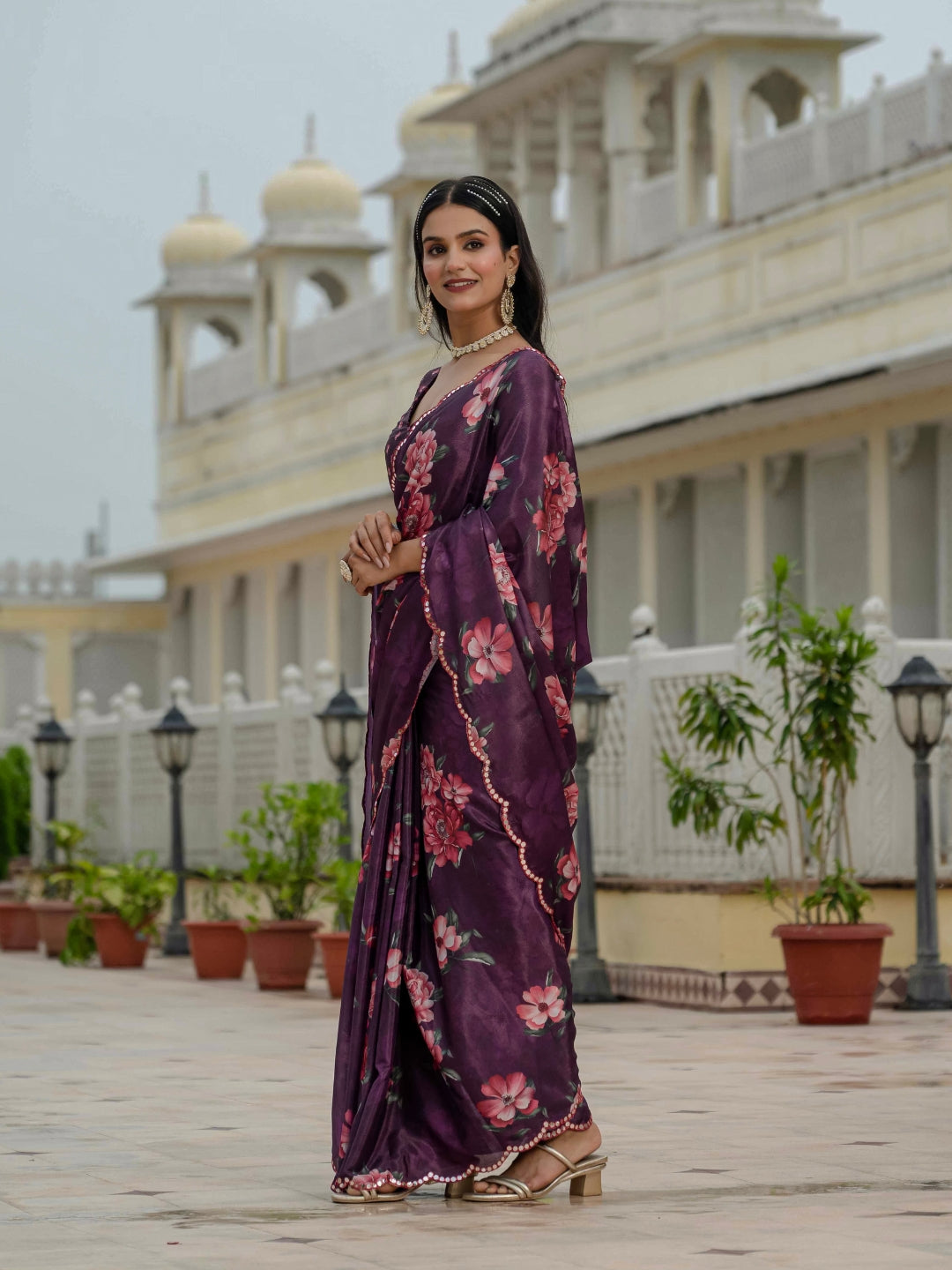 Urban Pallu Woven Design Silk Blend Fusion Saree