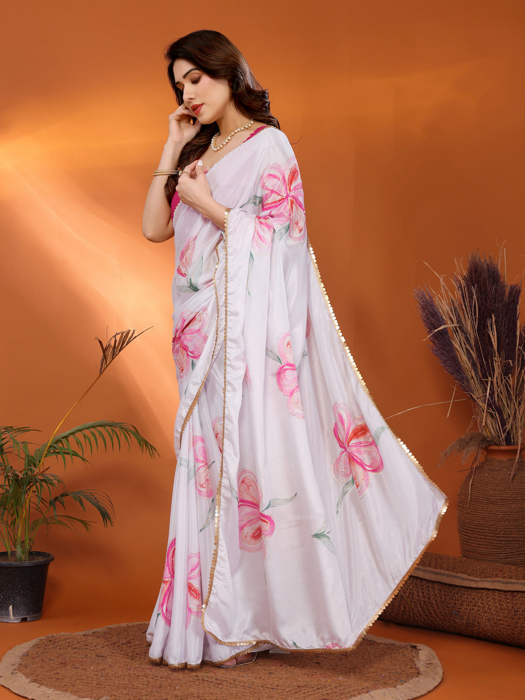 Urban Pallu Printed Poly Chiffon Daily Saree