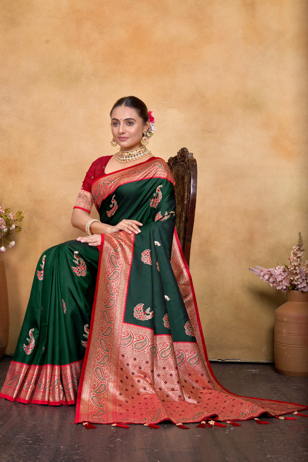 Urban Pallu Woven Design Silk Blend Fusion Saree