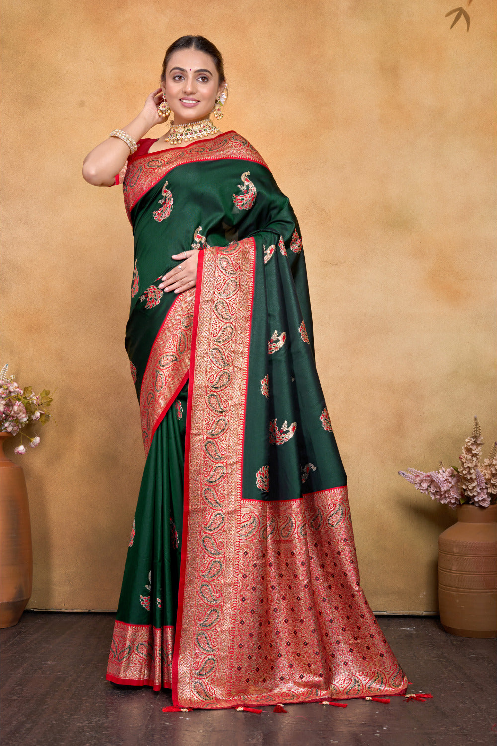 Urban Pallu Woven Design Silk Blend Fusion Saree