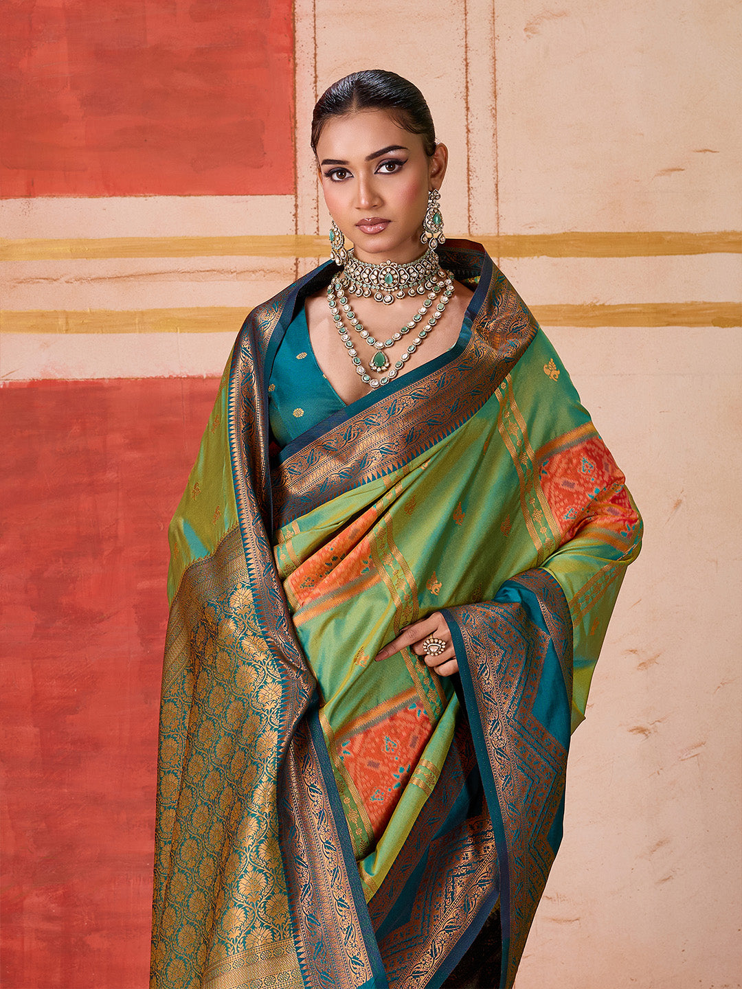 Urban Pallu Striped Silk Cotton Work Saree