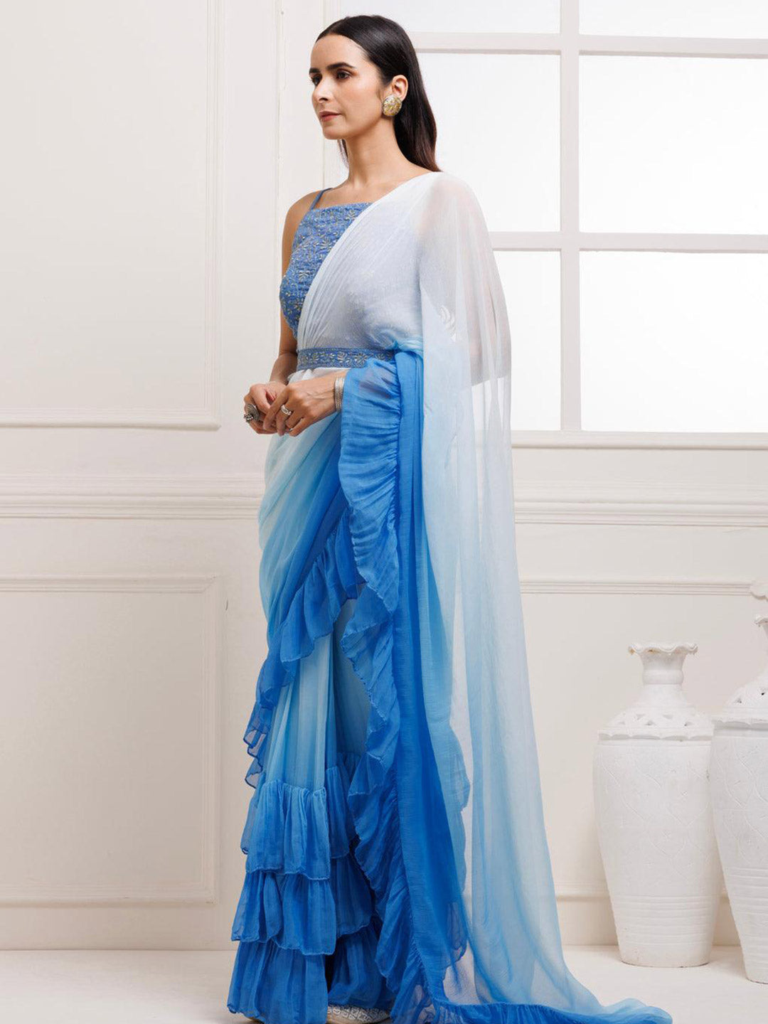 Urban Pallu Ombre Poly Georgette Saree