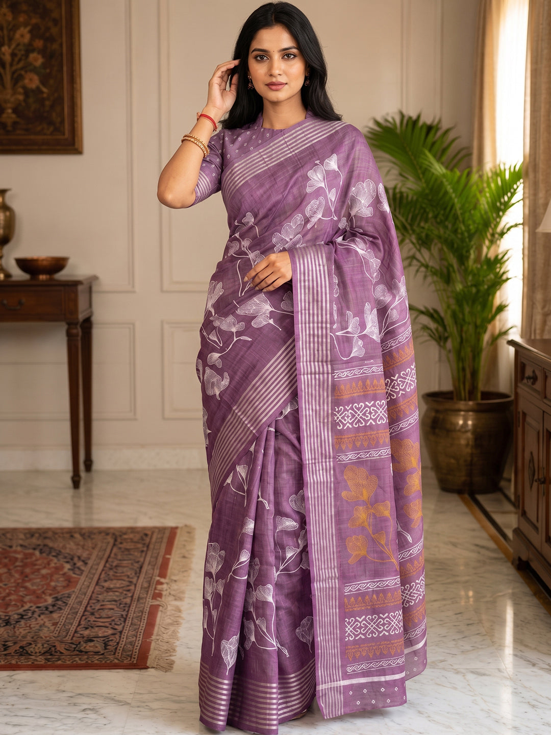 Urban Pallu Printed Silk Blend Festive Saree