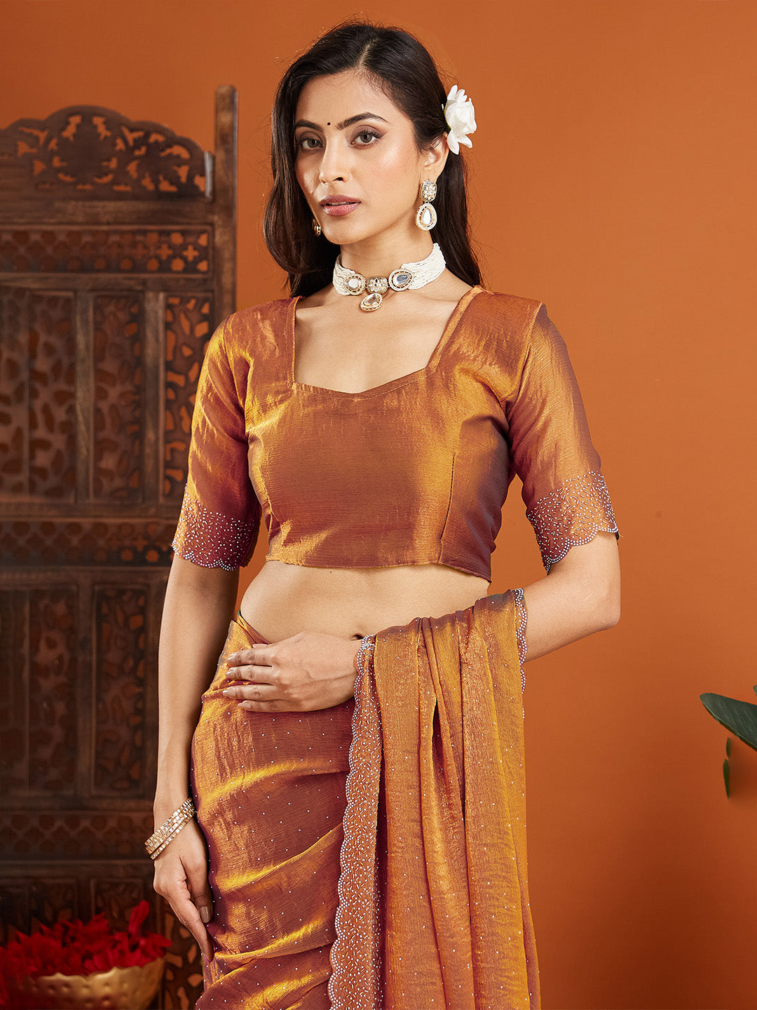 Urban Pallu Embellished Organza Party Saree