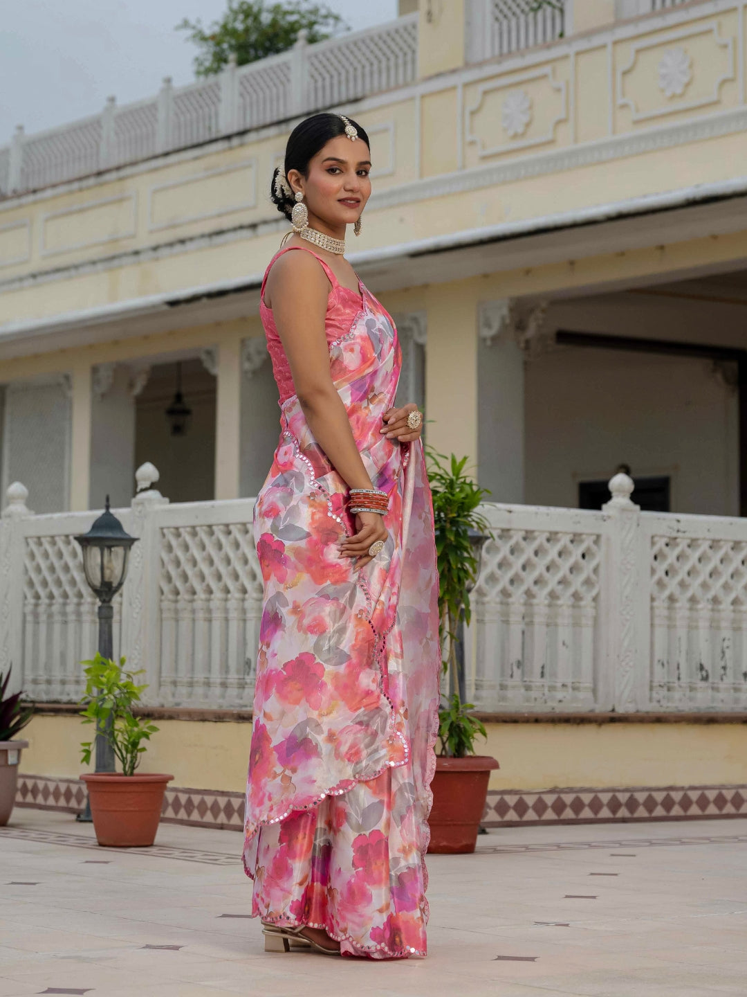 Urban Pallu Woven Design Silk Blend Fusion Saree